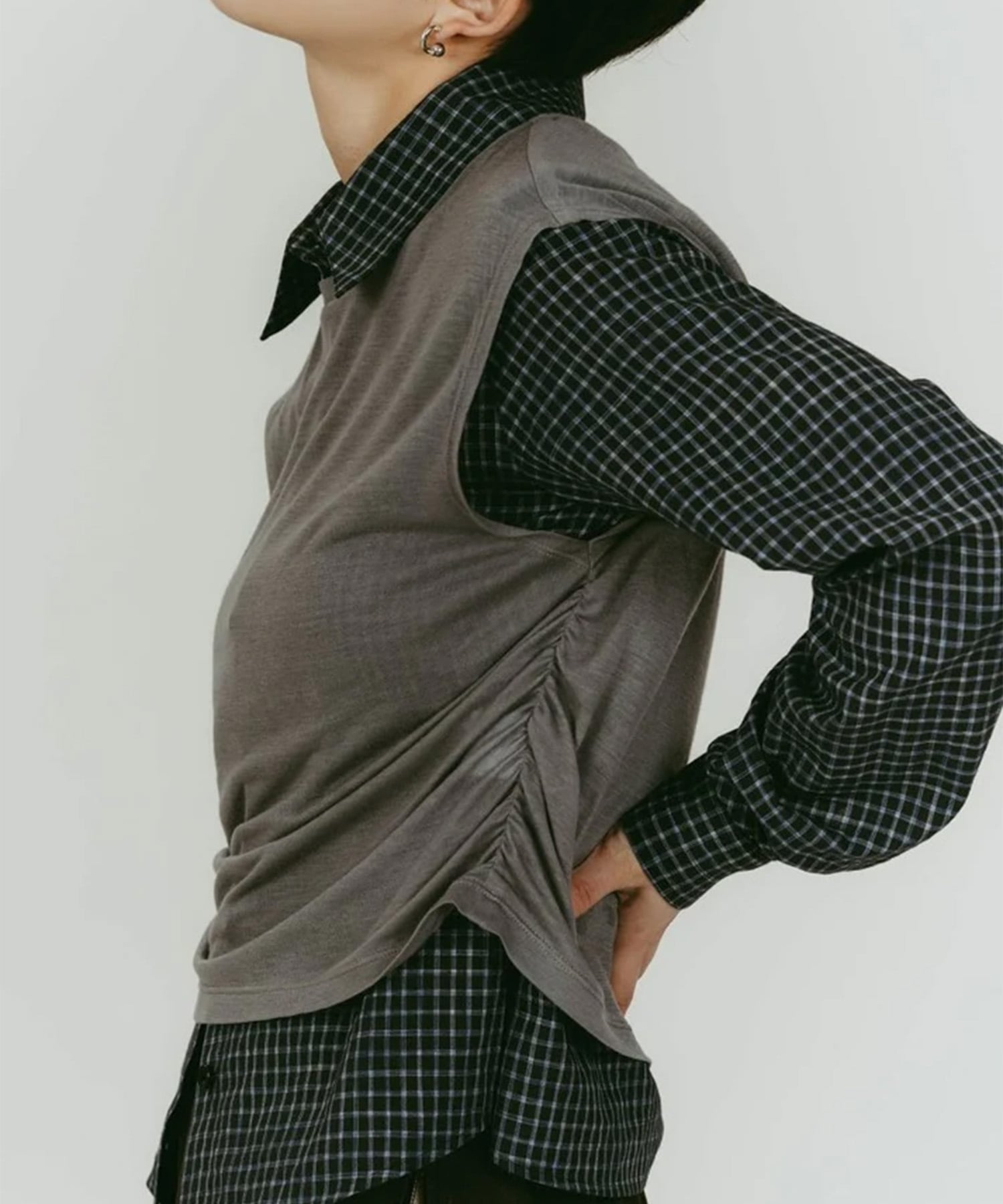 2-piece layered compact shirt/bluecharcoal Knuth Marf