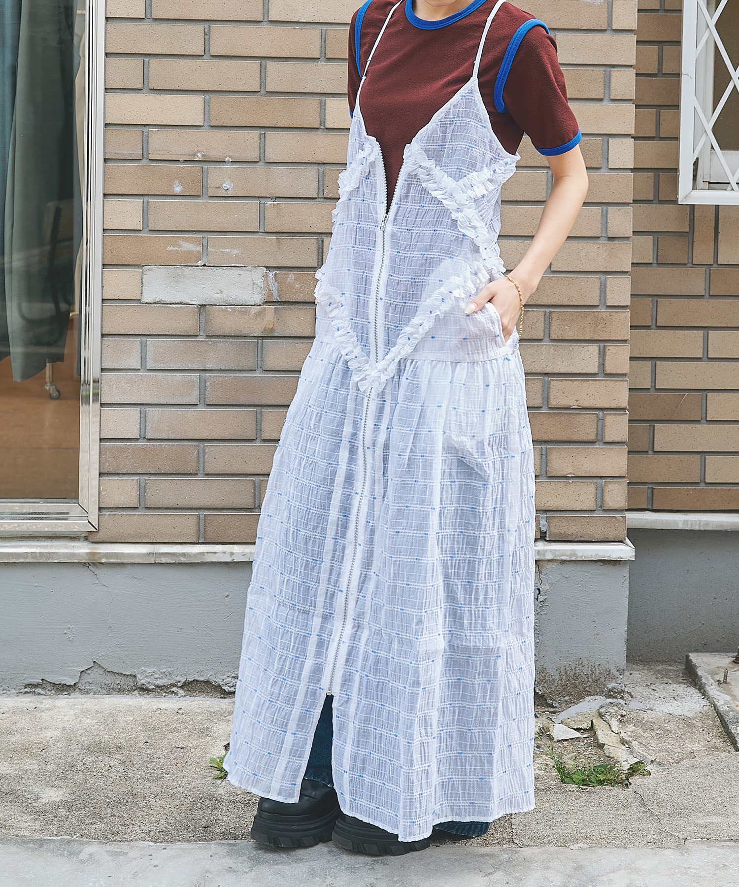 Original jacquard camisole dress naokitomizuka