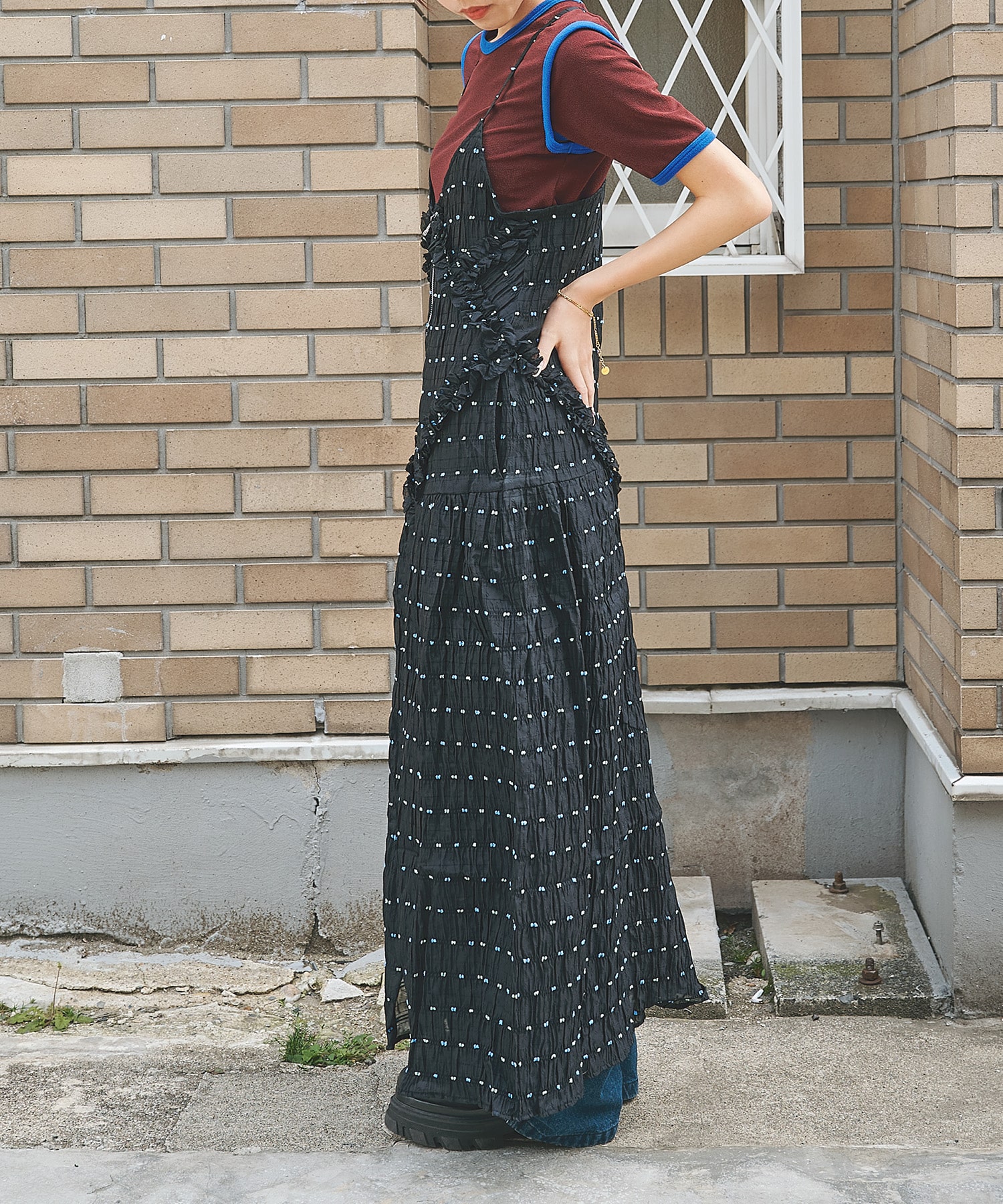 Original jacquard camisole dress naokitomizuka