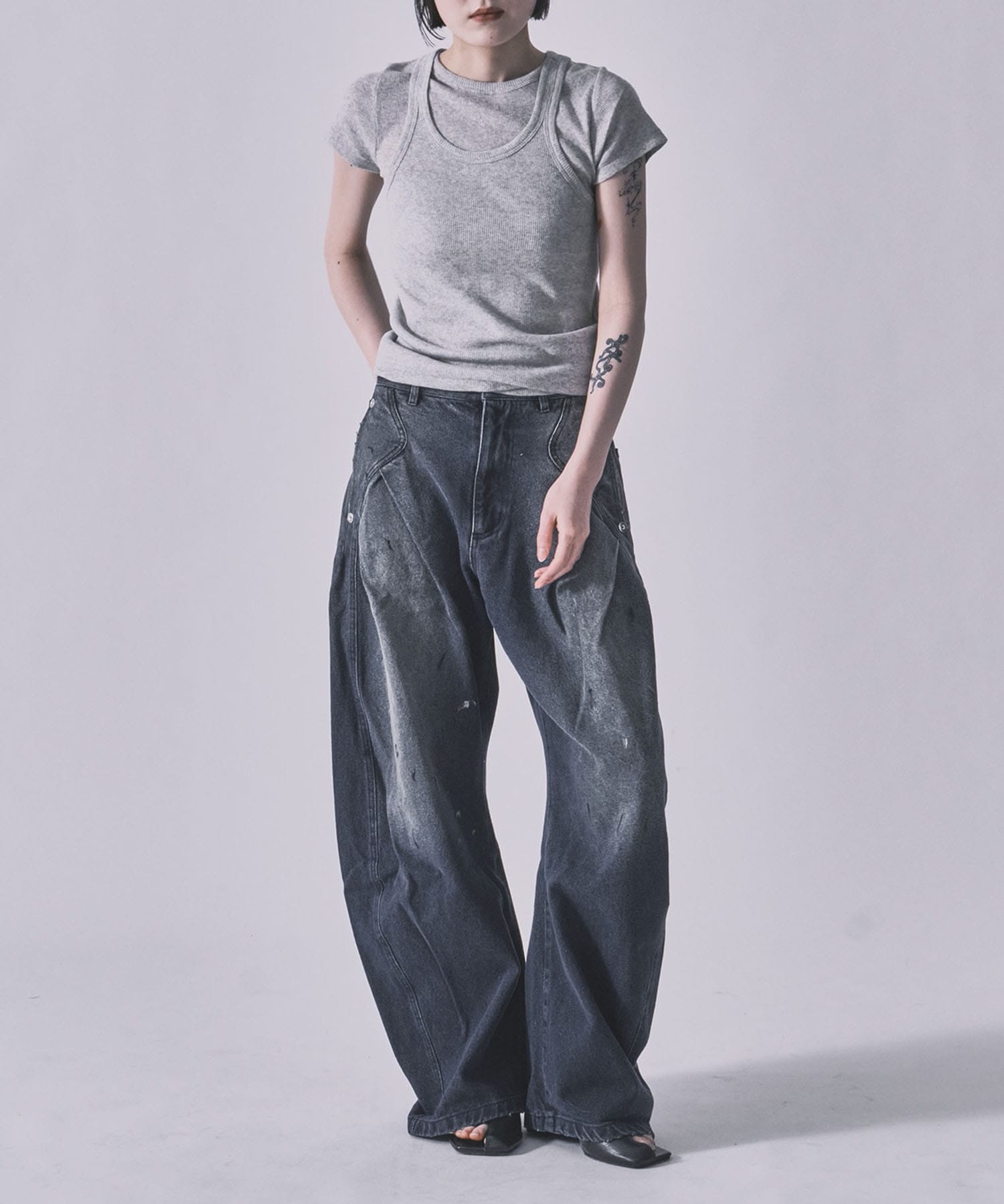 dark wash curved denim CONZ