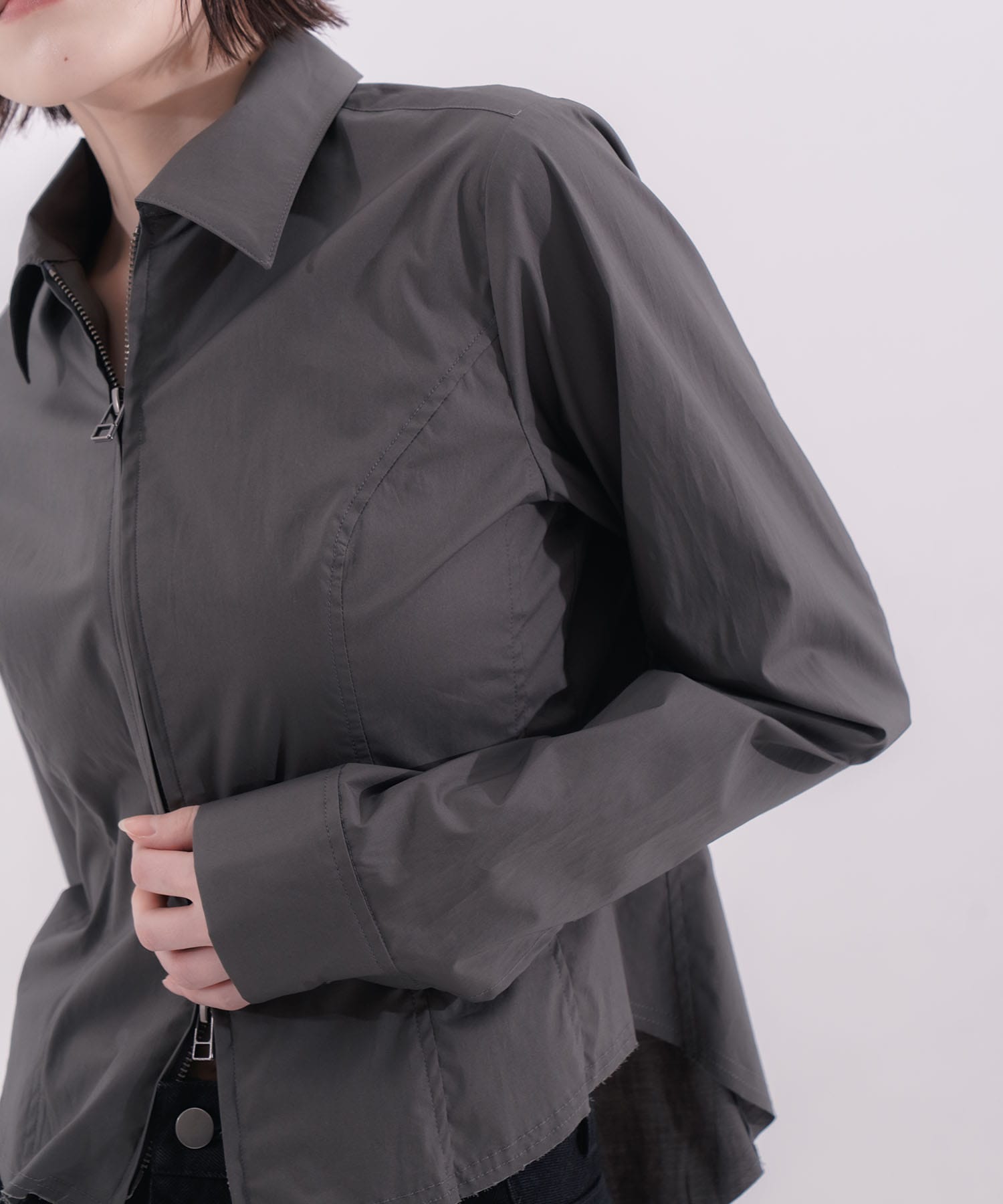 fitted zip up shirt CONZ