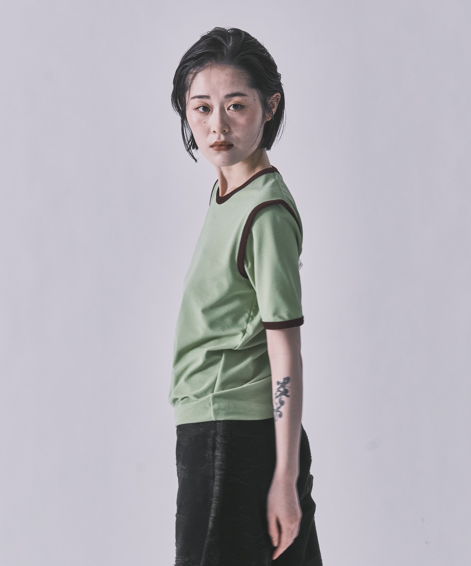 STRETCH PILE RINGER TEE kotohayokozawa