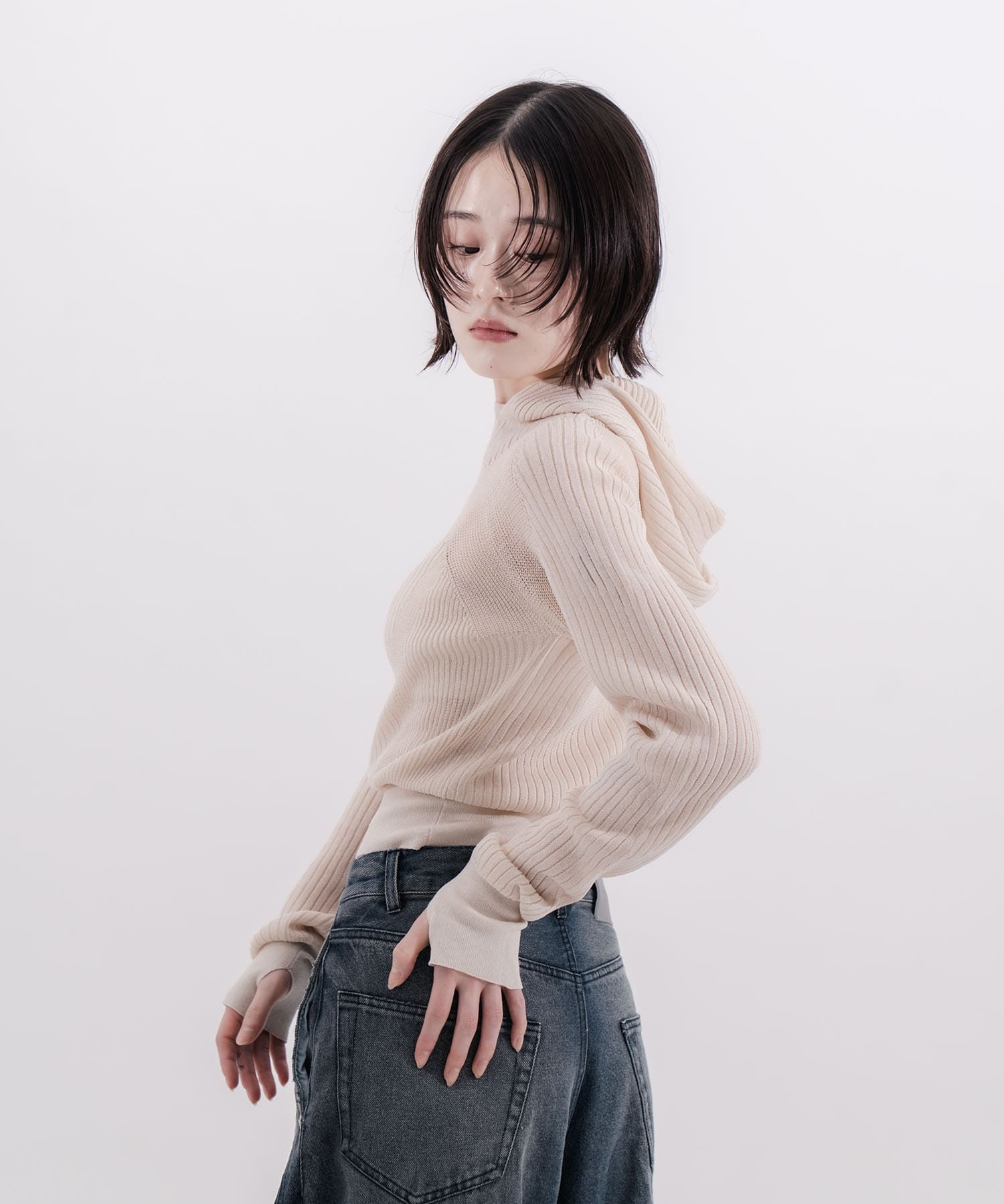 rib slim hoodie CONZ