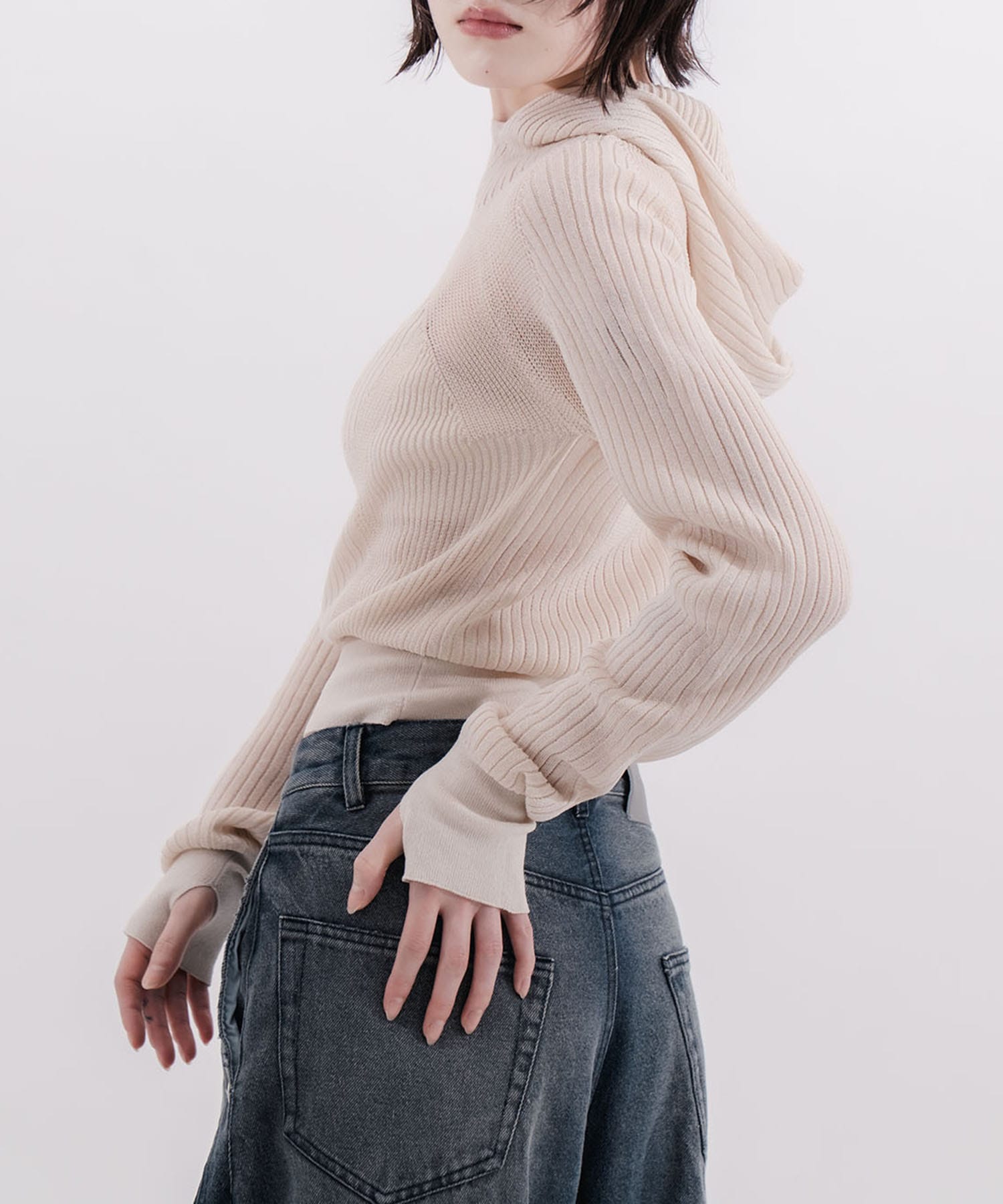 rib slim hoodie CONZ