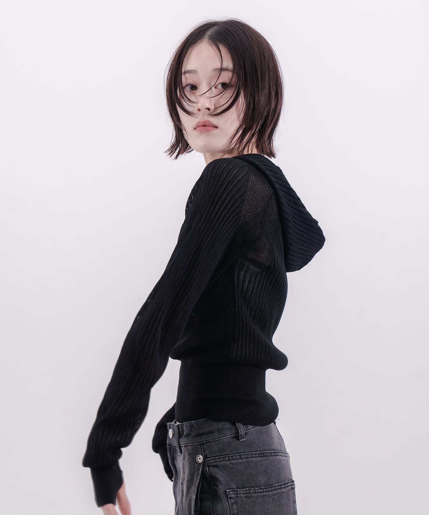 rib slim hoodie CONZ