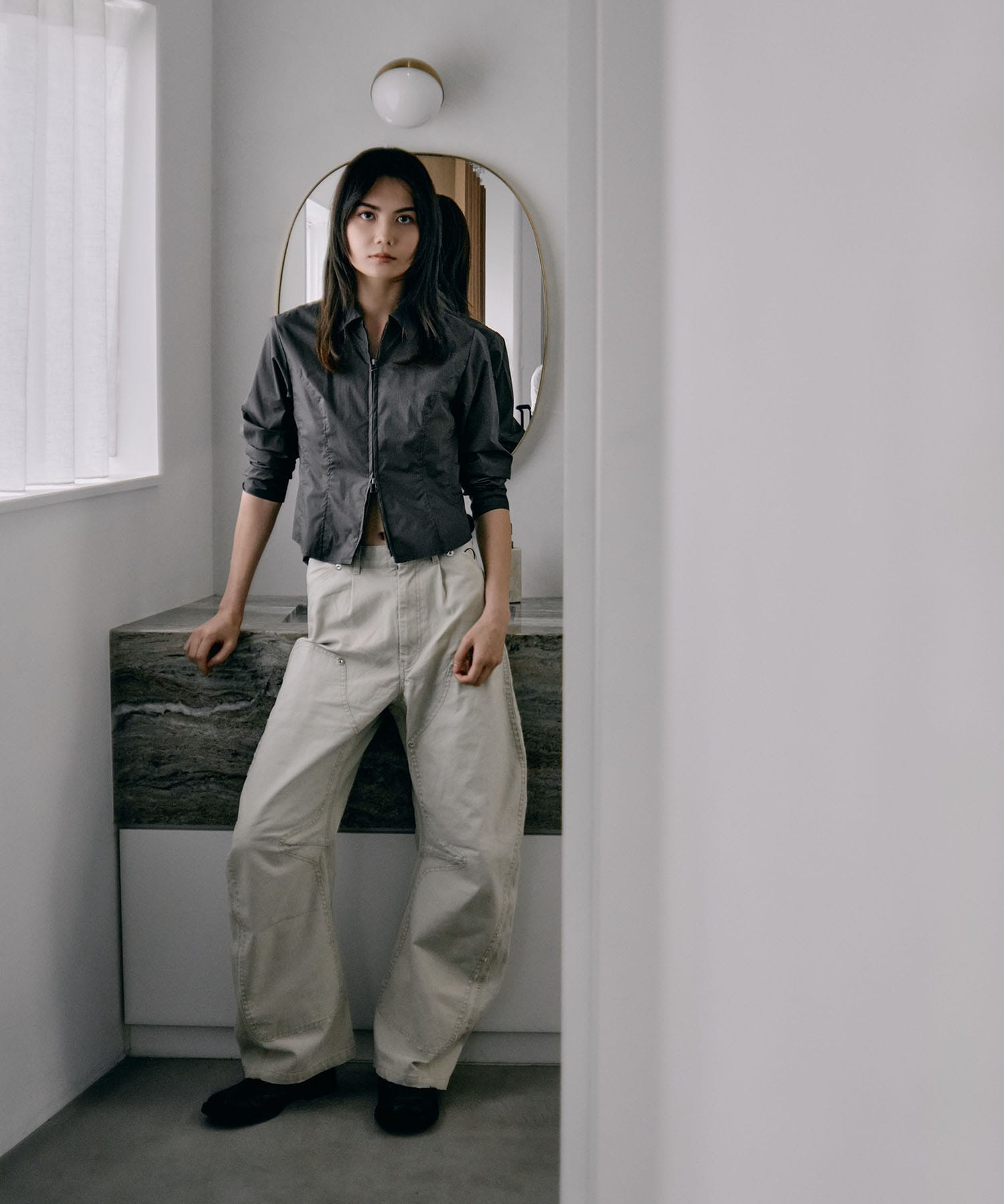 CONZ duck double knee curved leg pants｜コンズ ダックダブルニー