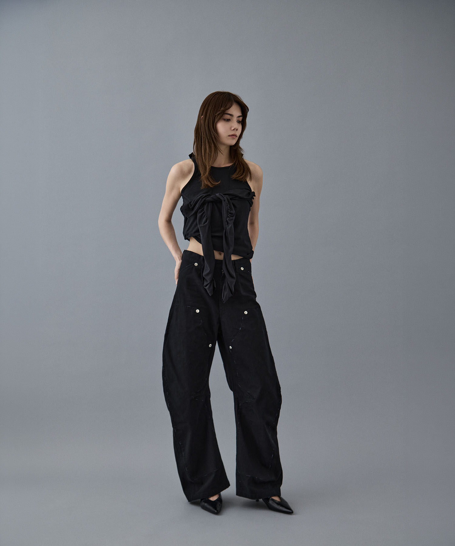 duck double knee curved leg pants CONZ