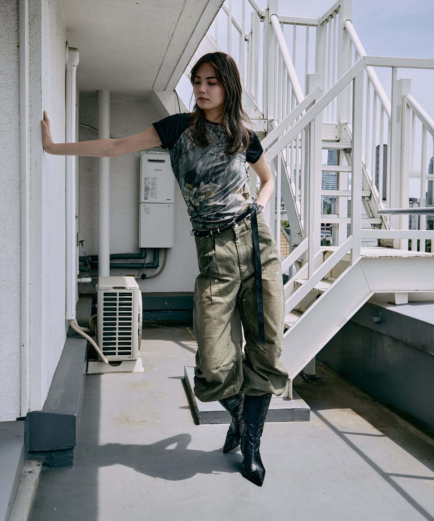duck double knee curved leg pants CONZ