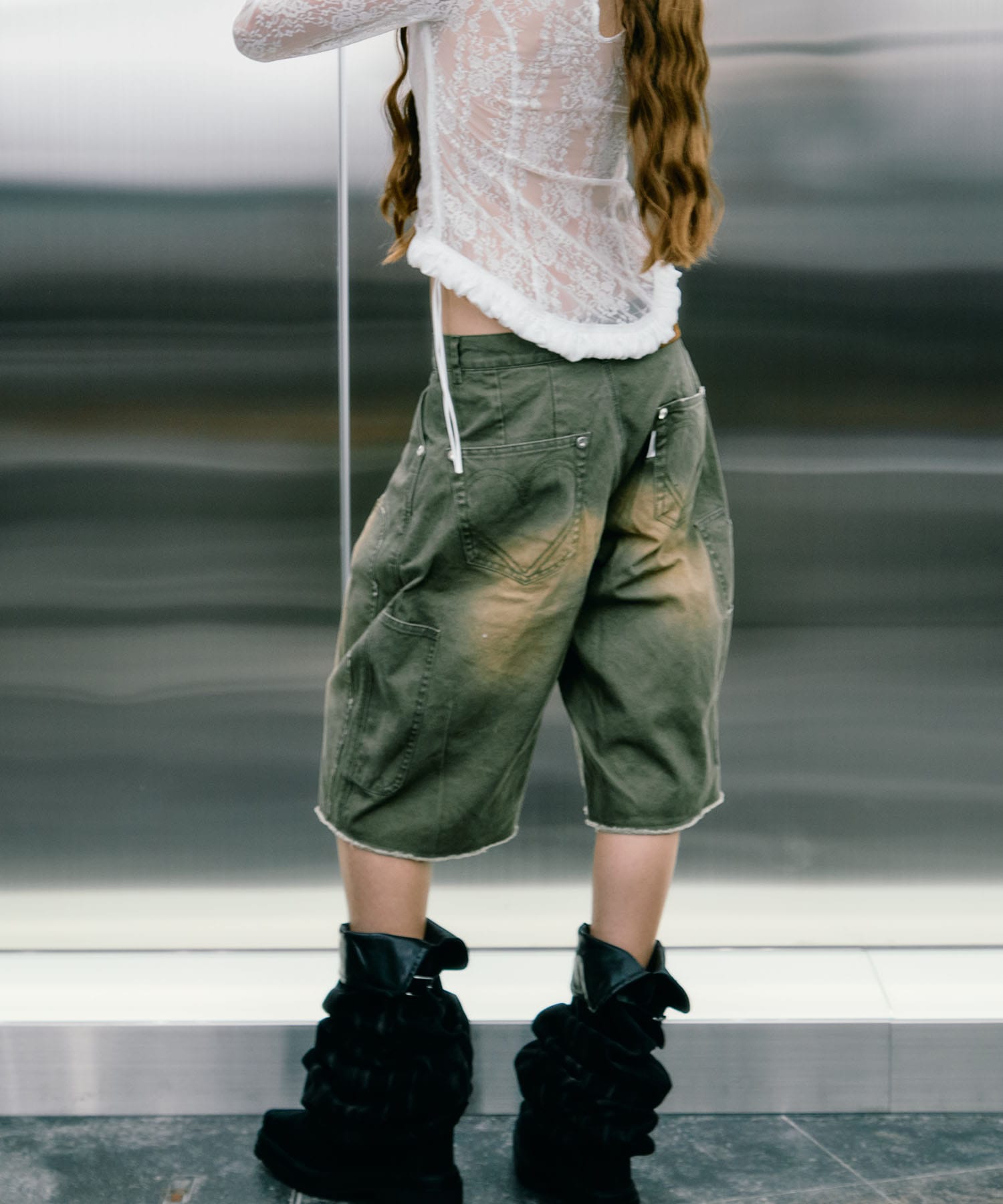 BASICKS×duck double knee curved leg shorts CONZ