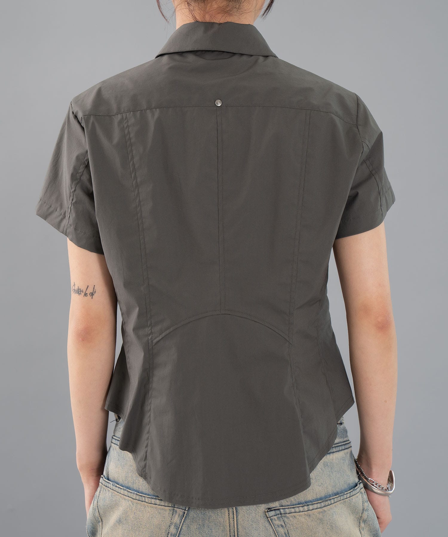 fitted zip up shirt short sleeve CONZ