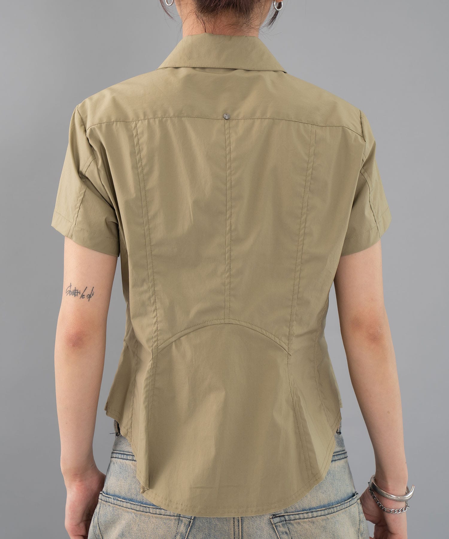 fitted zip up shirt short sleeve CONZ