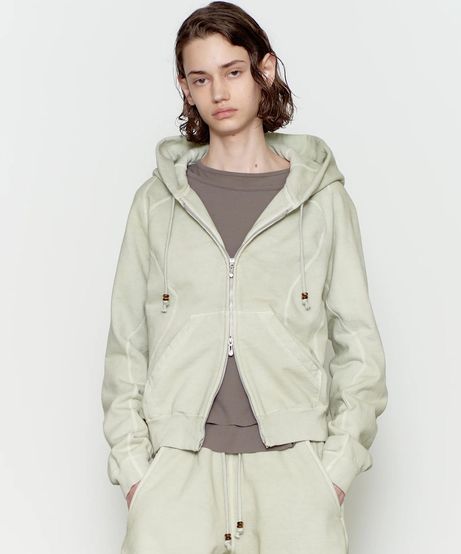 PANELED ZIP UP HOODIE 