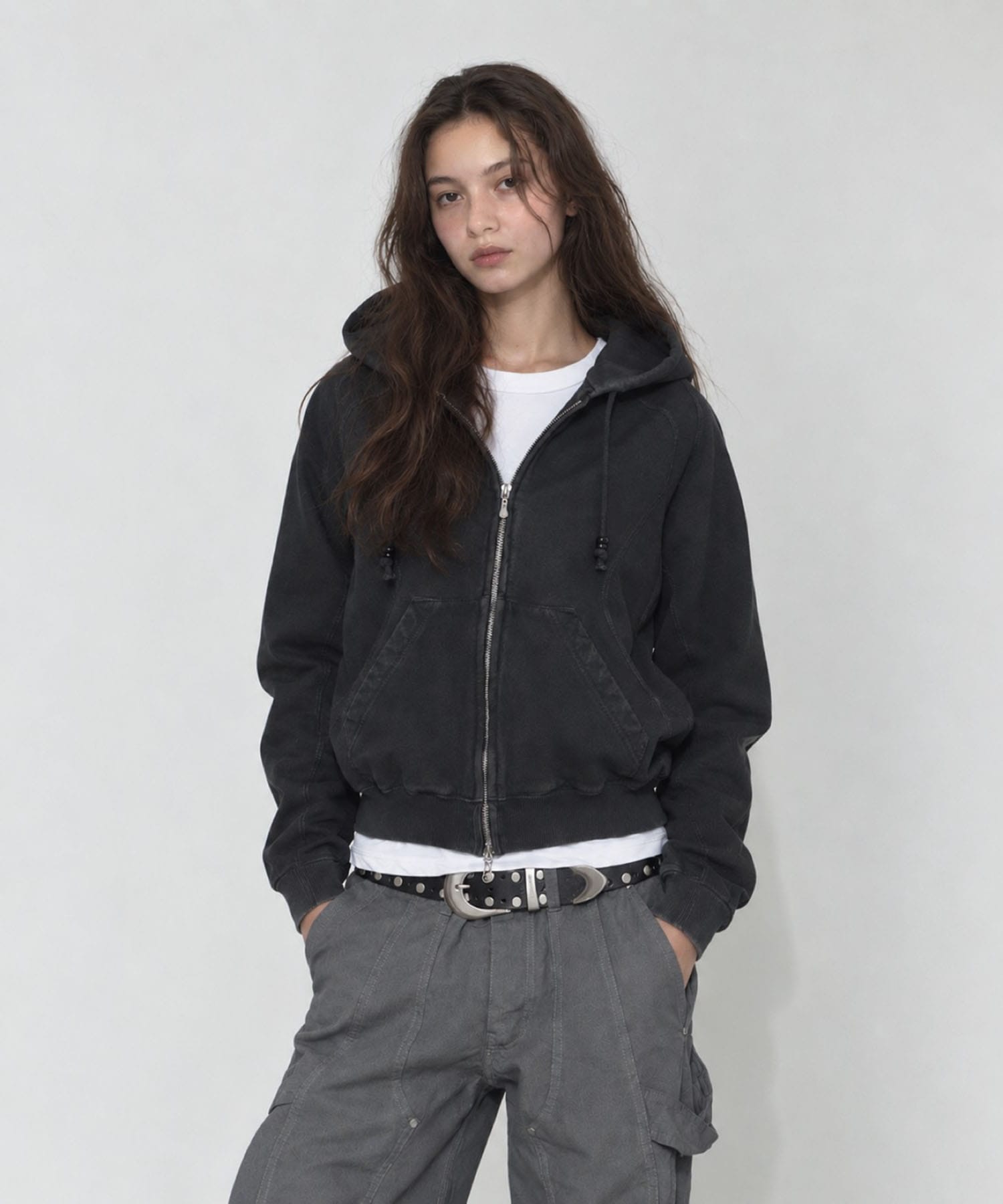 PANELED ZIP UP HOODIE NVRFRGT