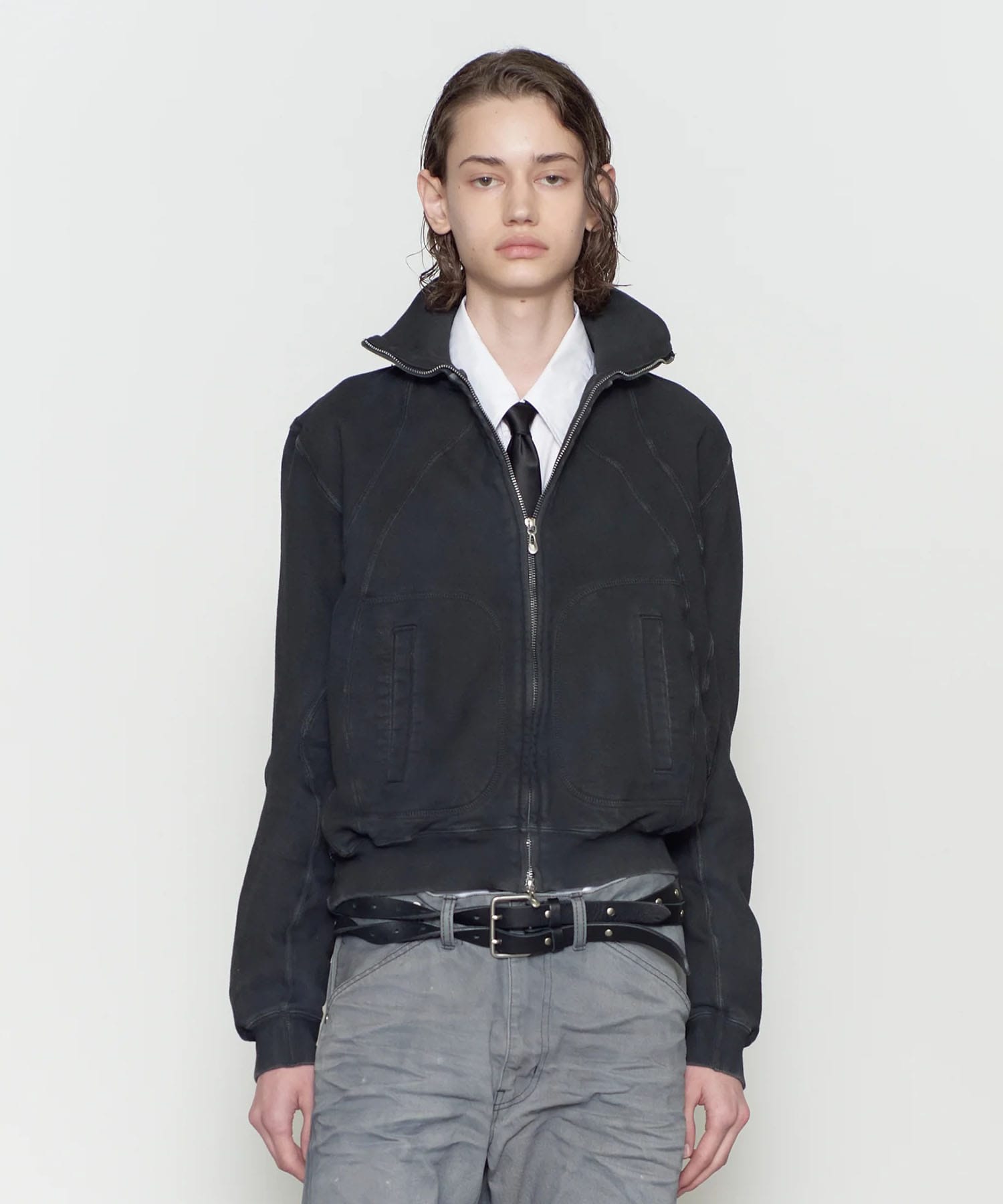PANELED ZIP UP SWEAT SHIRT NVRFRGT