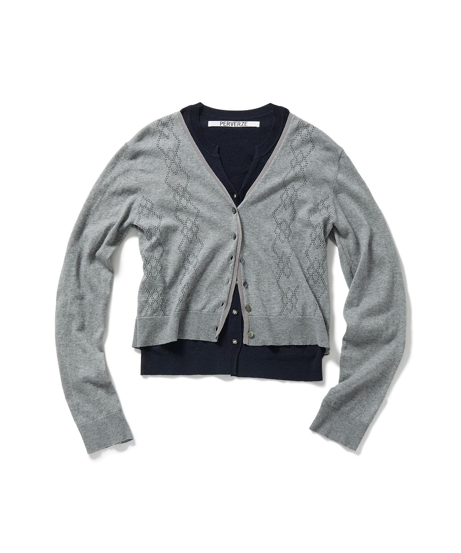 Eyelet Layerd Knit Long Sleeve Top PERVERZE