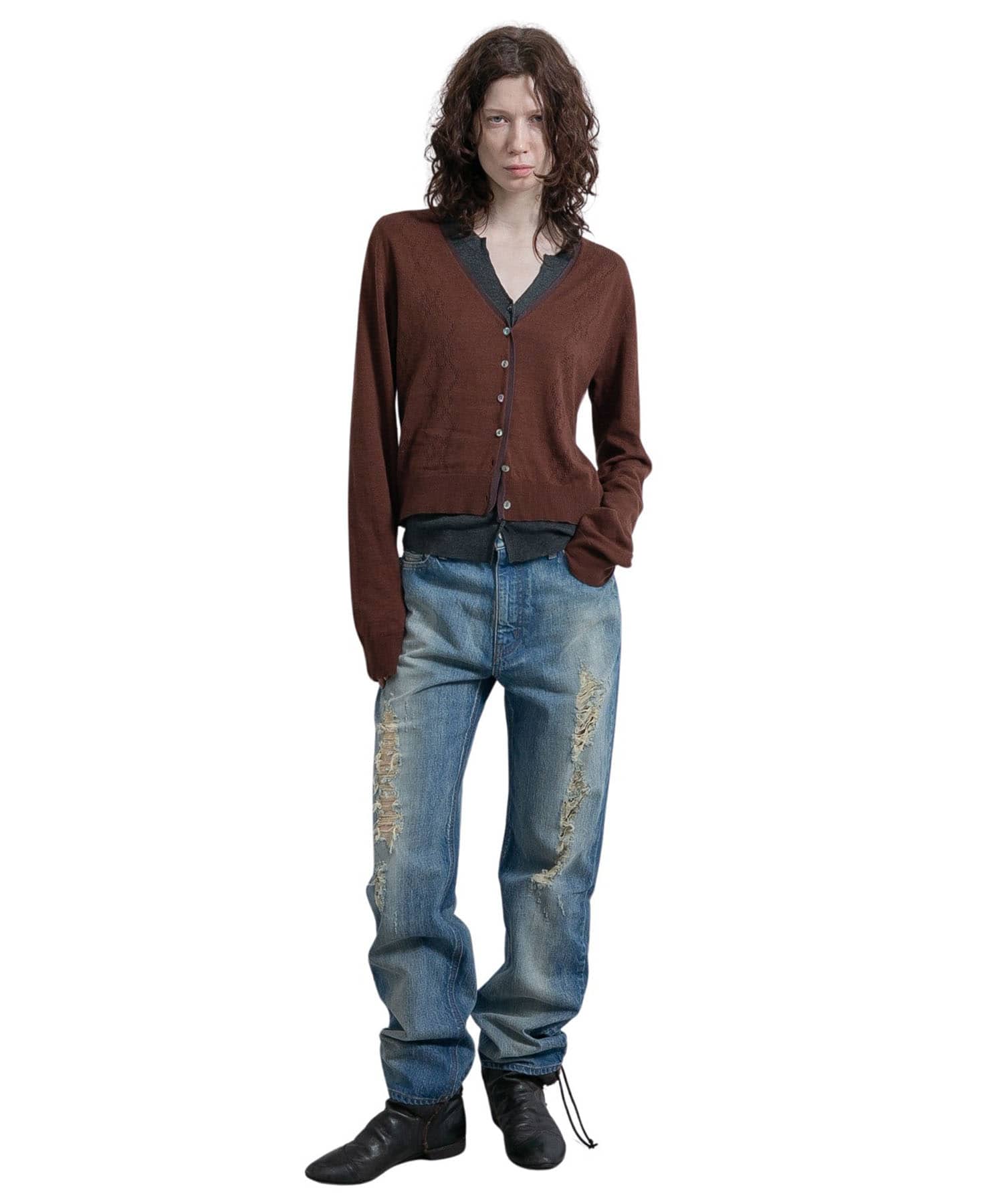 Eyelet Layerd Knit Long Sleeve Top PERVERZE