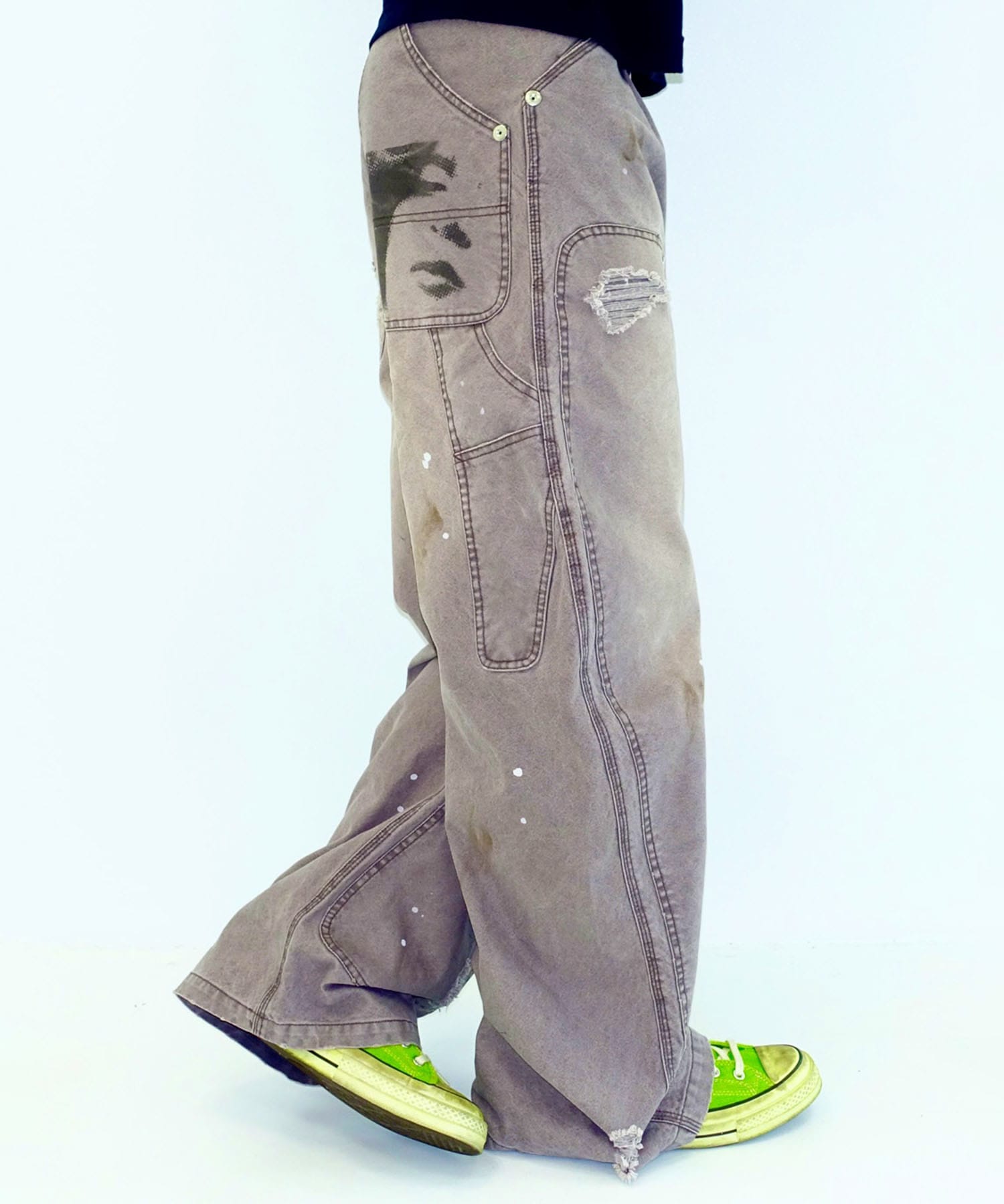 KOWGA×duck double knee curved pants CONZ