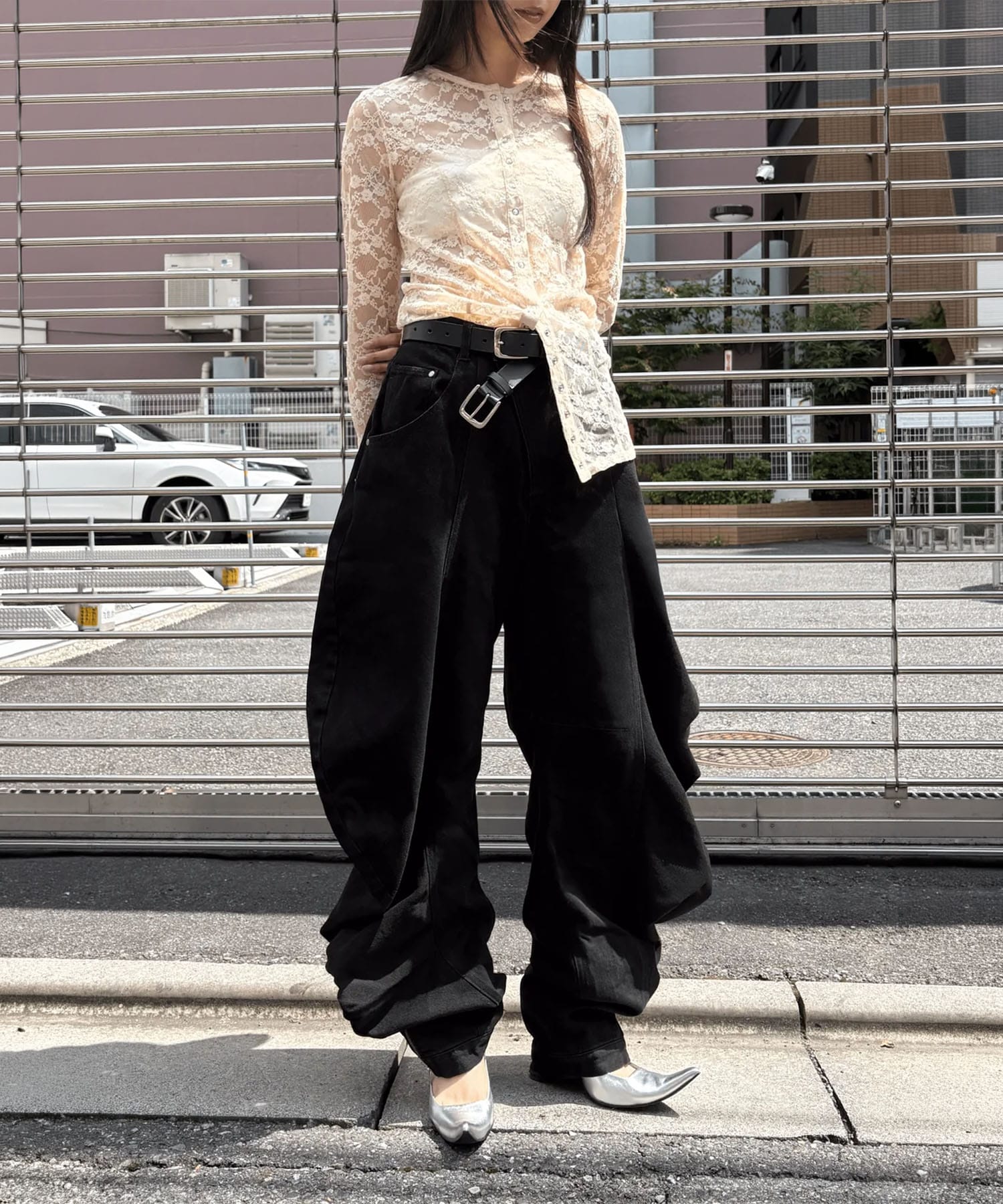 LIQUID DENIM PANTS　BLACK POOLDE