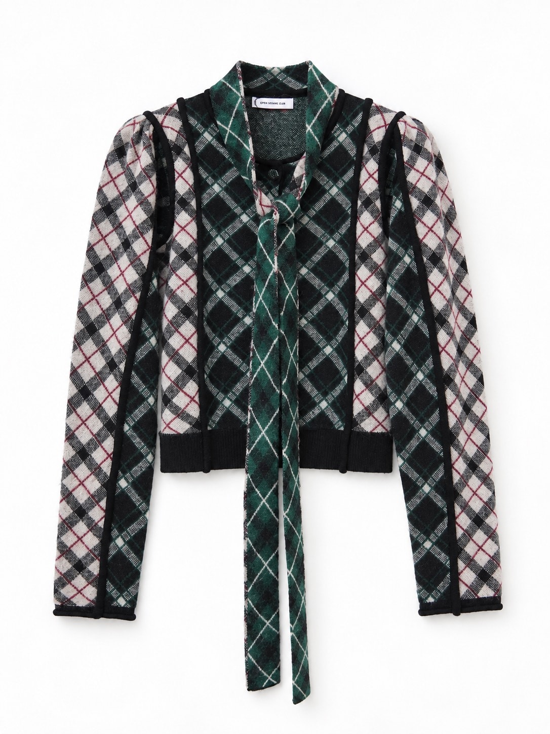 Heritage Check Cardigan OPEN SESAME CLUB