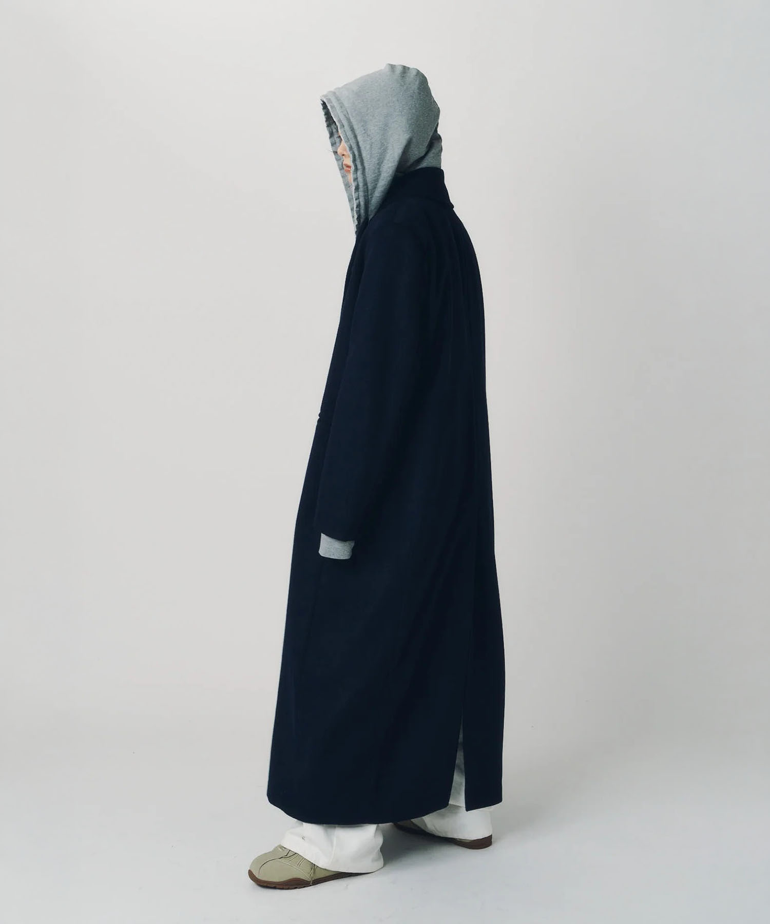 single-breasted long coat/navy Knuth Marf