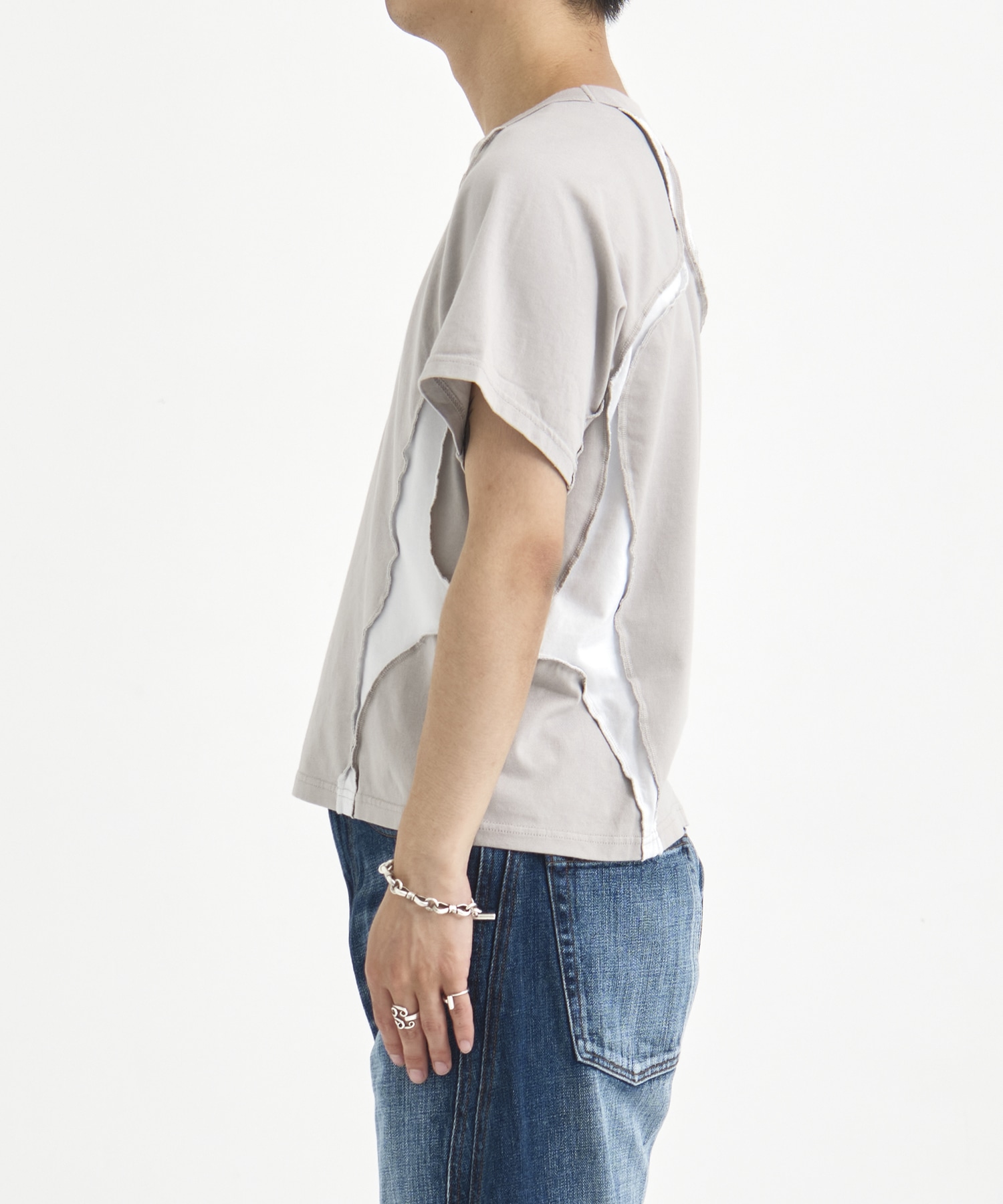 別注 PANELED HALF SLEEVE T-SHIRT NVRFRGT