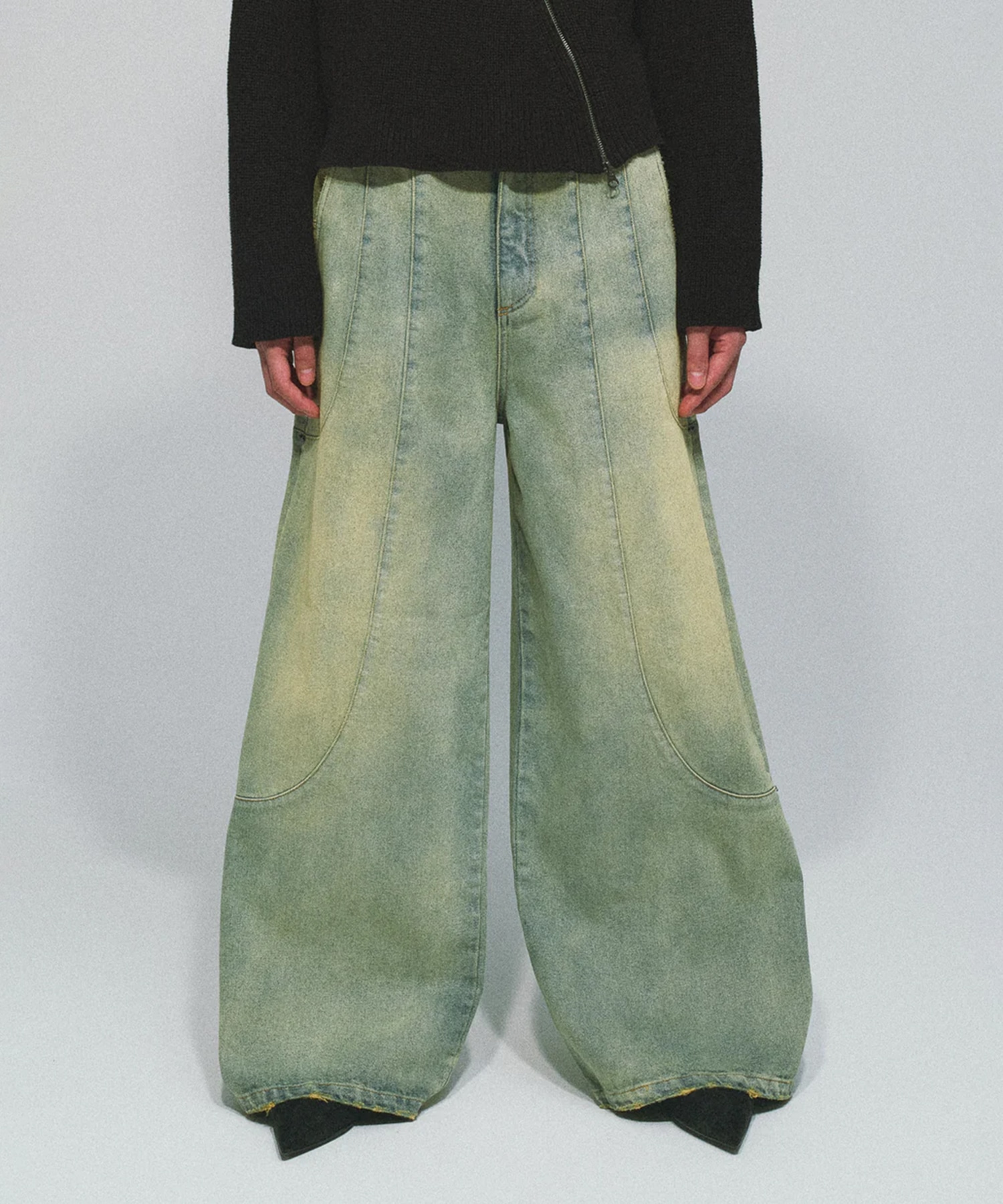 TUCK WIDE DENIM PANTS GOAT ESSENCE