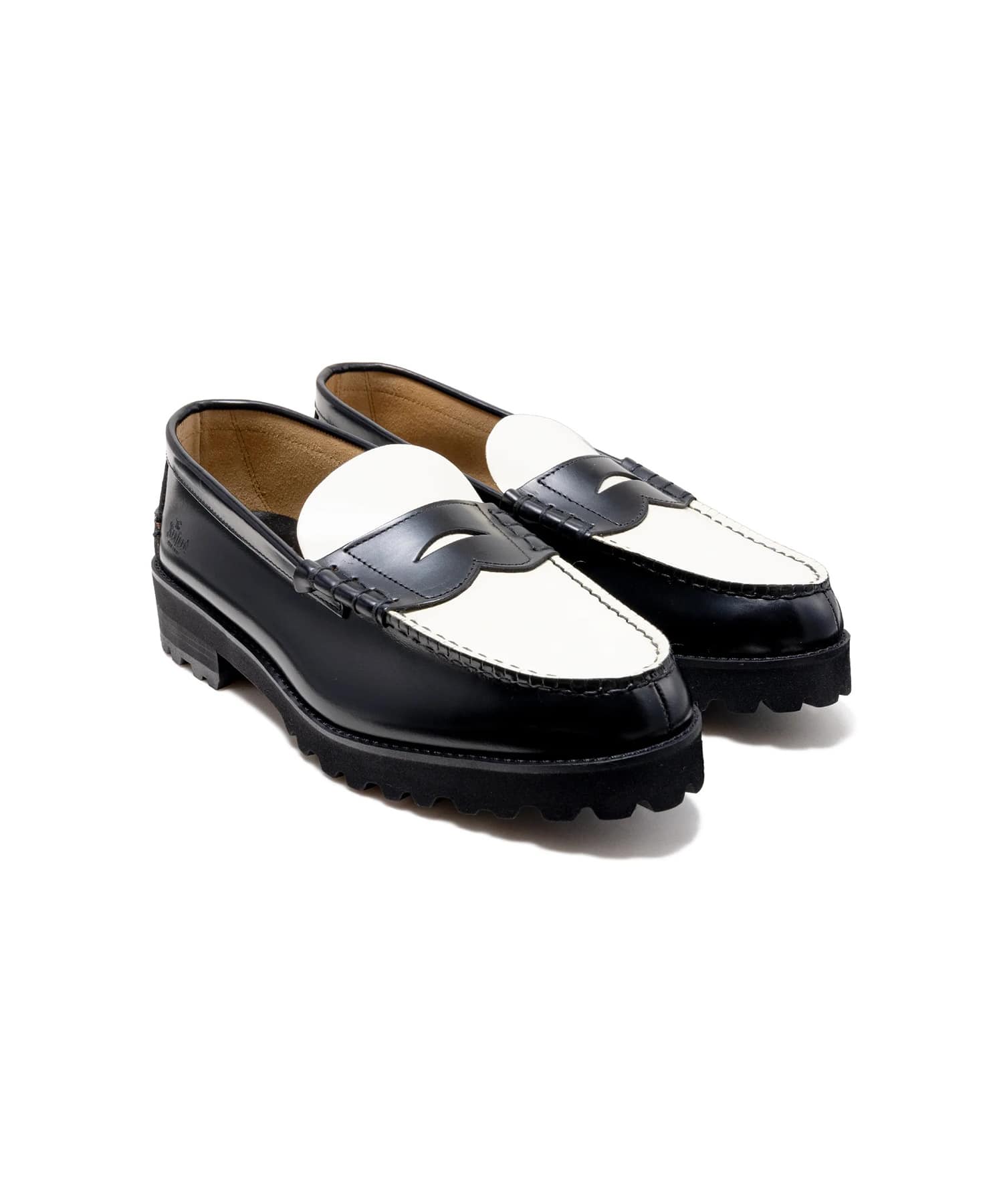 TANK SOLE LOAFERS BLACK WHITE The Kenford FINESHOES