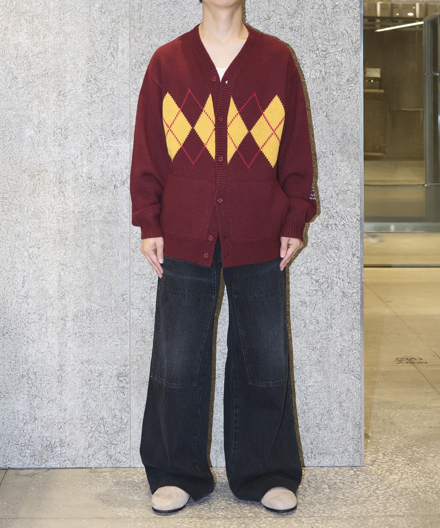 ARGYLE CARDIGAN RICE NINE TEN