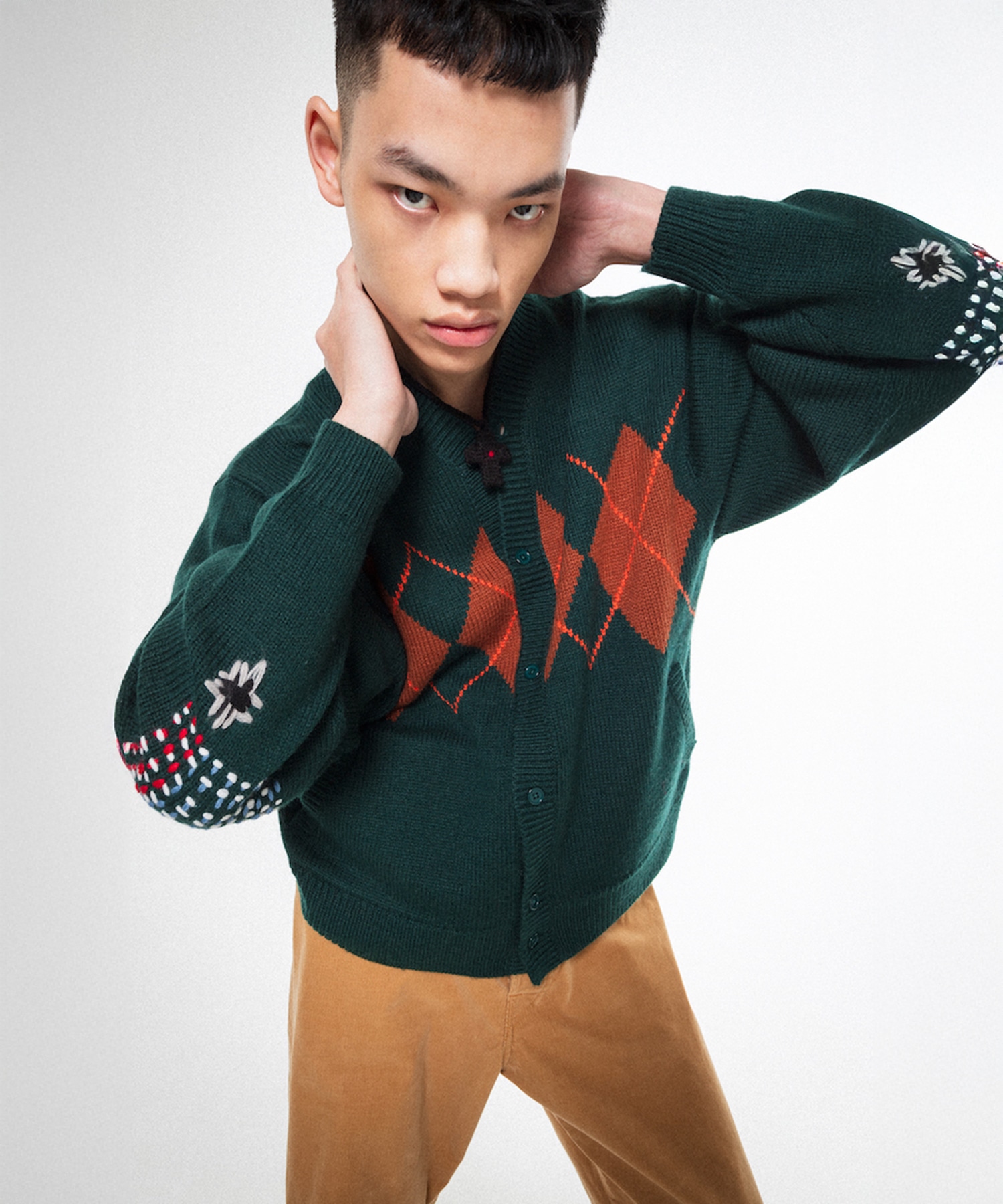ARGYLE CARDIGAN RICE NINE TEN