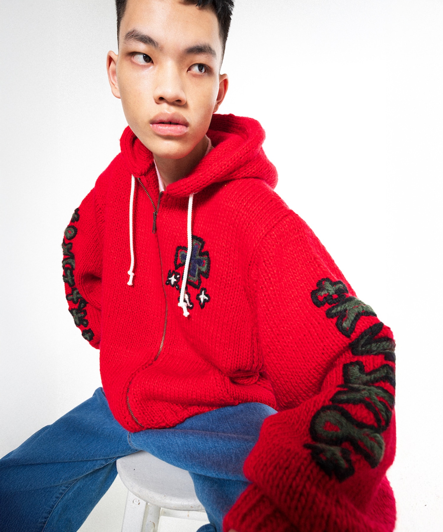 HAND KINITTED SK8 ZIP HOODIE RICE NINE TEN