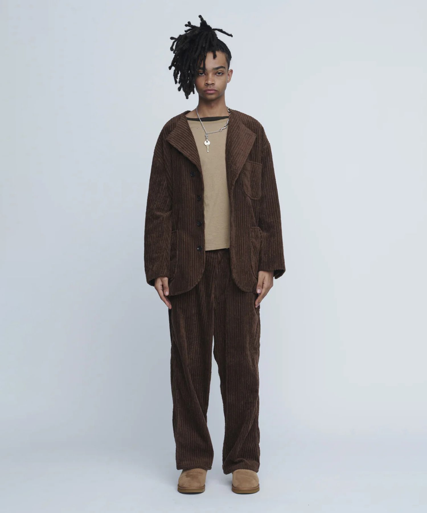 Corduroy Collarless Jacket INSCRIRE