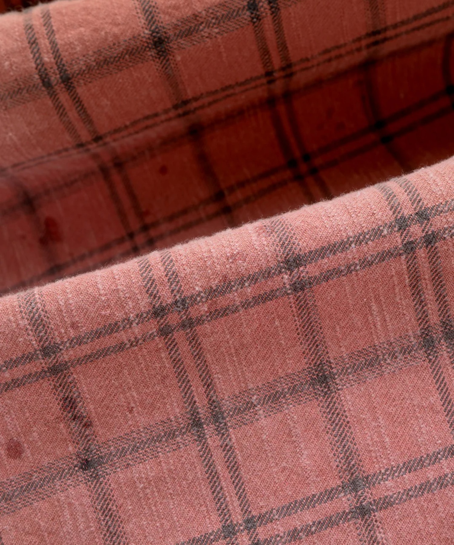 COTTON FLANNEL PLAID OPEN COLLAR SHIRT : DISTRESSED Name.