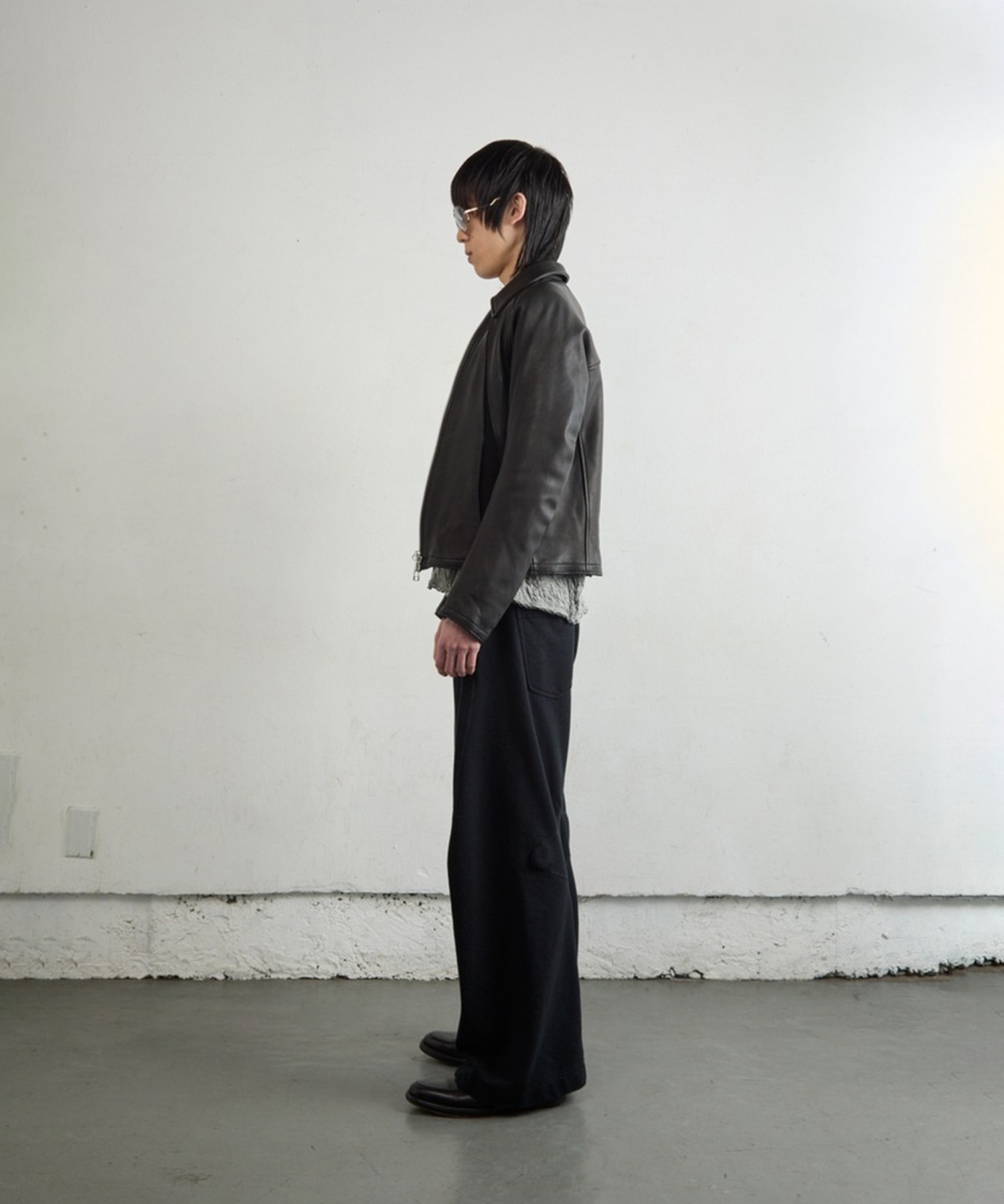 LEATHER PANELED ZIP UP JACKET NVRFRGT