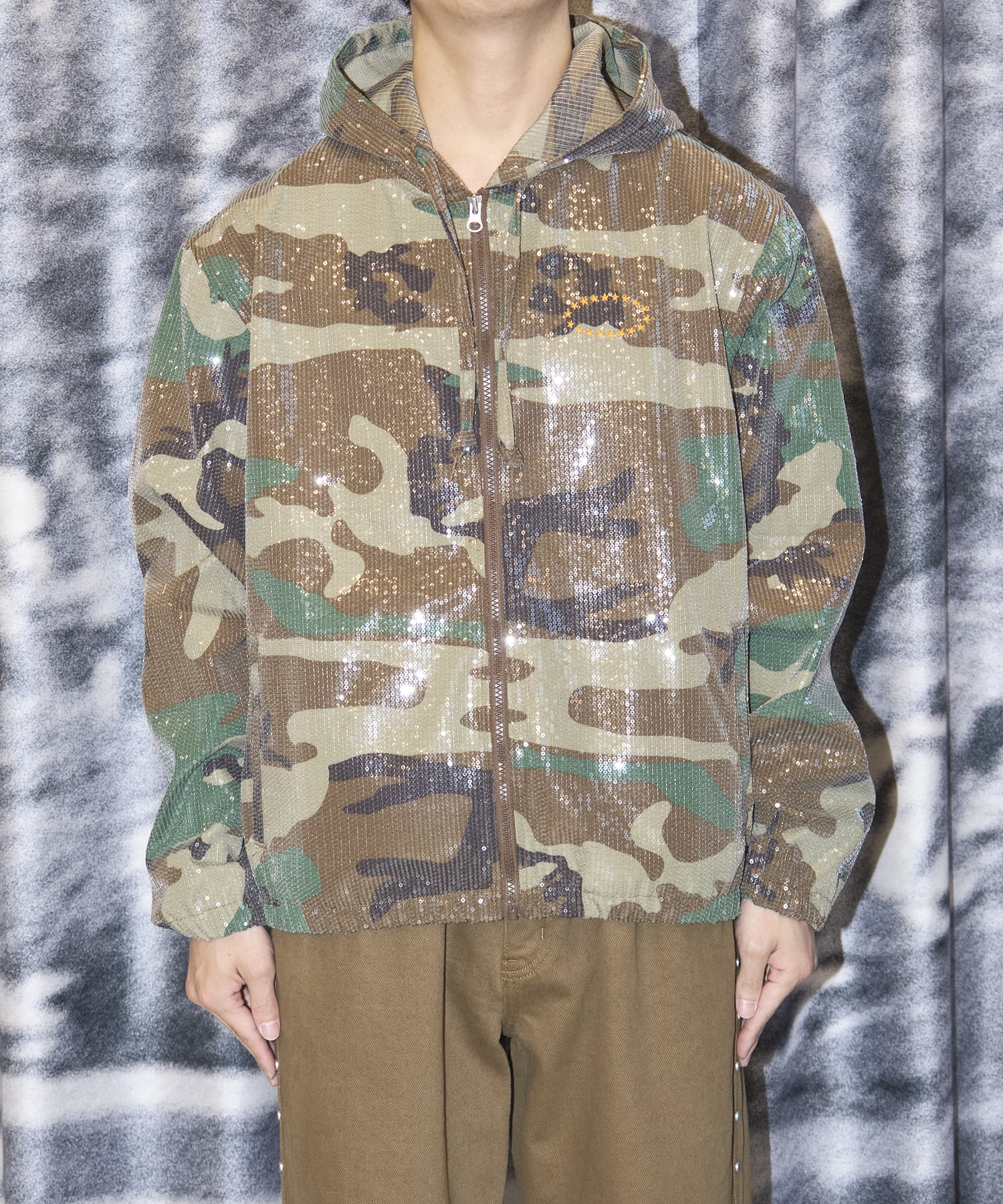 HOODED SPANGLE JACKET WOODLAND CAMO AFB