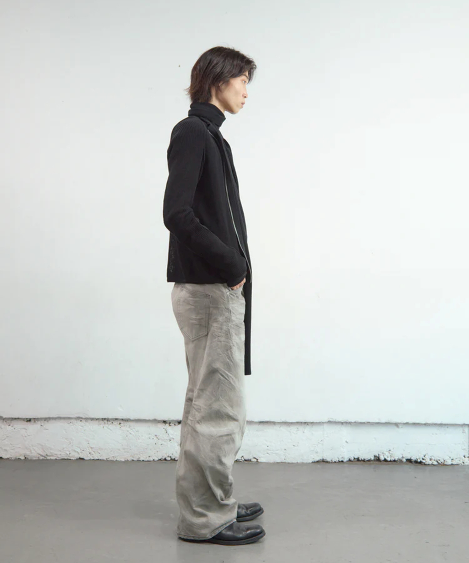 SEMI SHEER DRIVERS ZIP UP SWEATER NVRFRGT