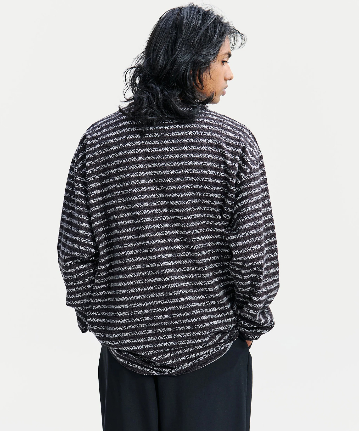 Supima Jacquard Border L/S Tee COOTIE PRODUCTIONS