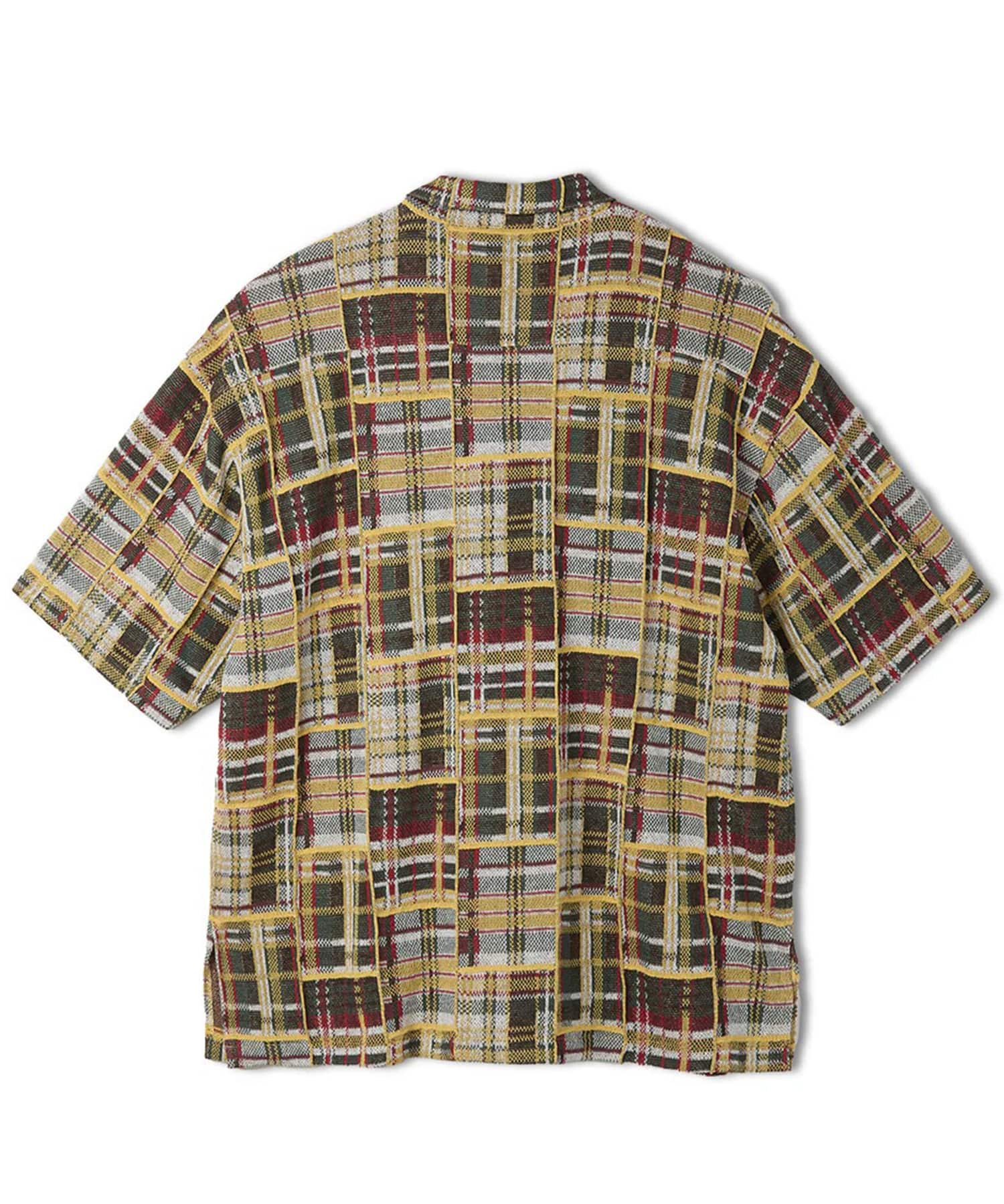 Knitted Patchwork Open Collar Shirt gim context