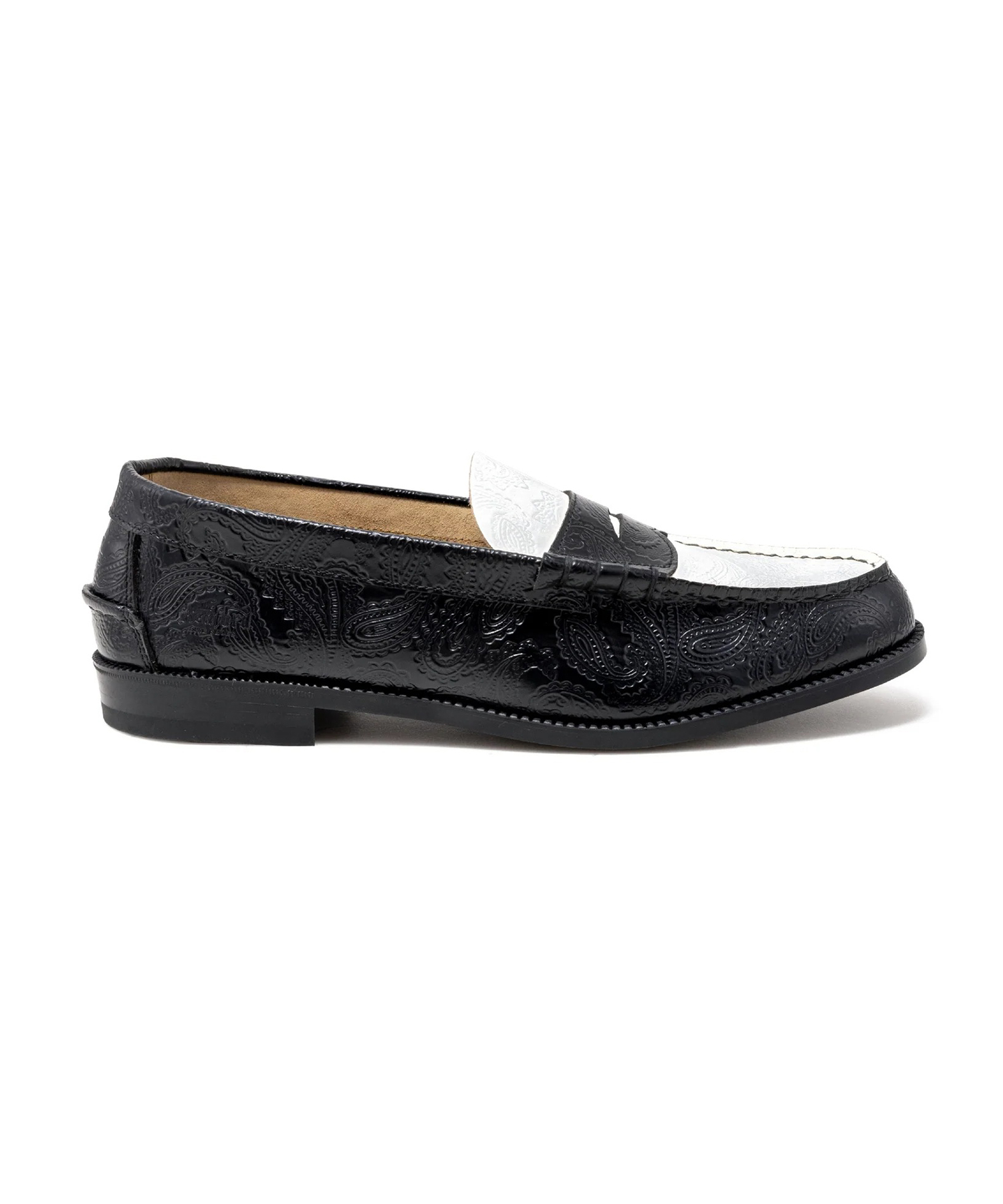 EMBOSSED LOAFERS BLACK WHITE PAISLEY The Kenford FINESHOES
