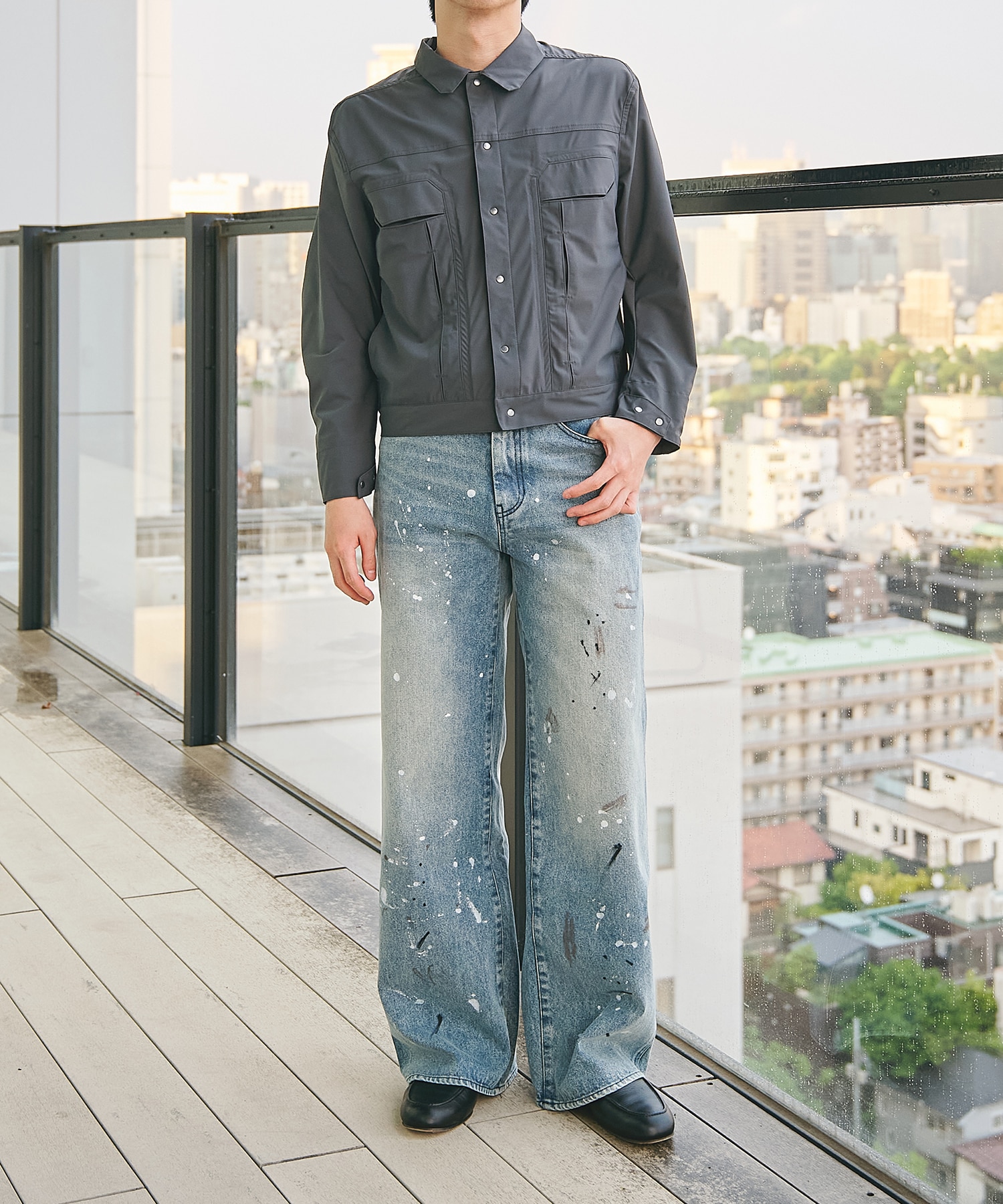 loose fit jeans 3color paint CONZ