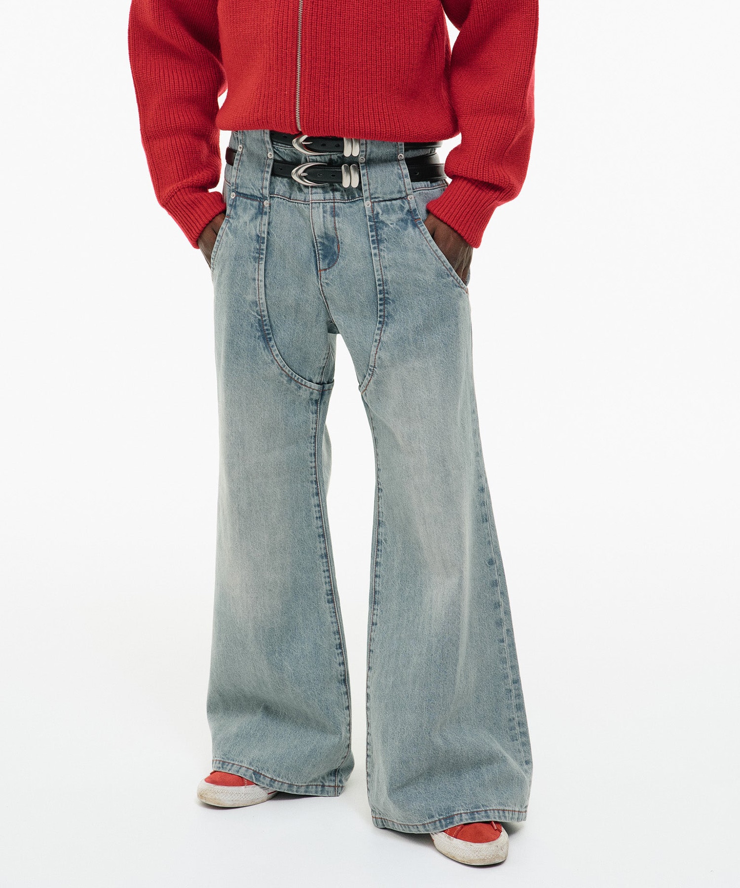LAYERED WAIST FLARE DENIM GOAT ESSENCE