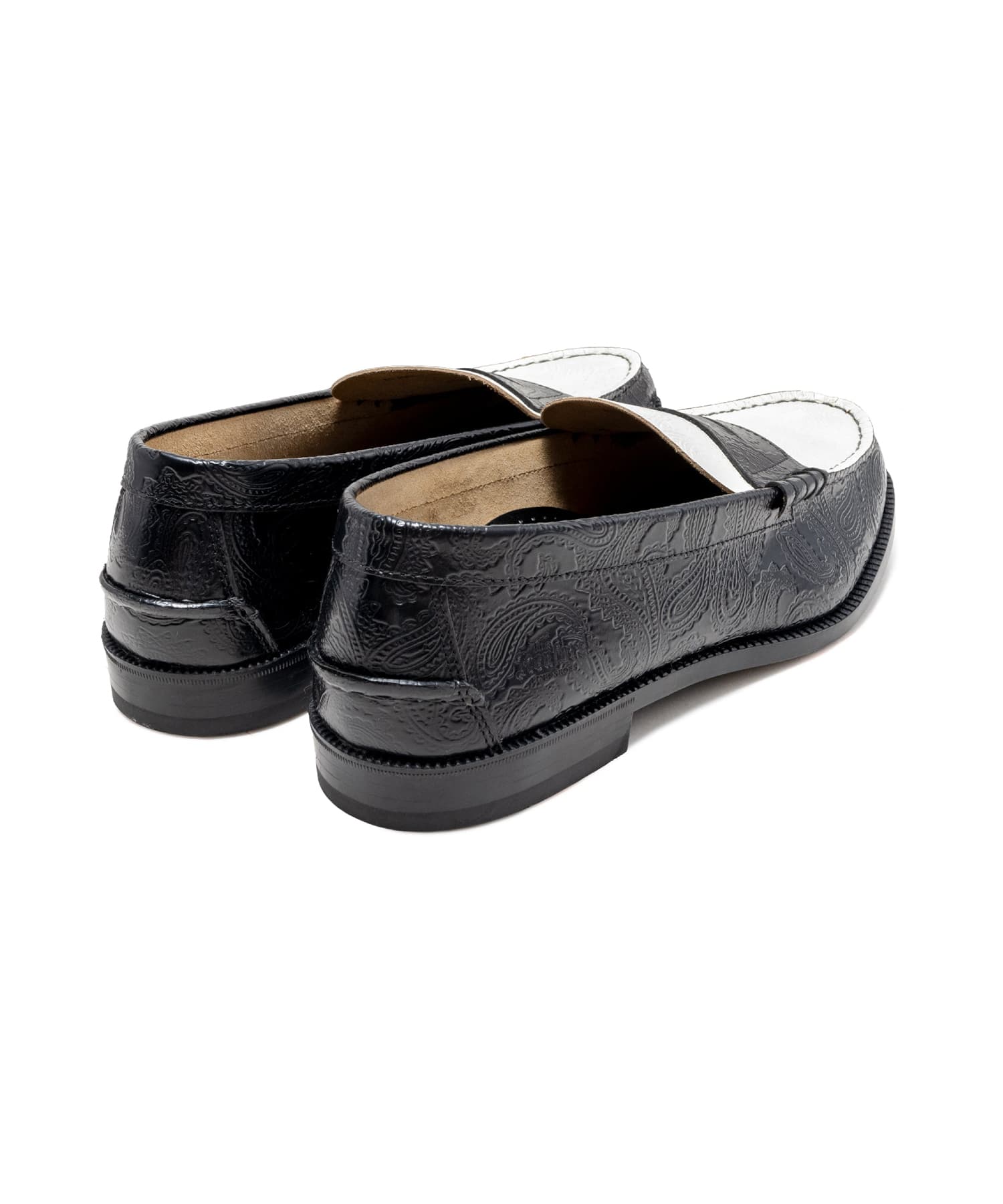 EMBOSSED LOAFERS BLACK WHITE PAISLEY The Kenford FINESHOES