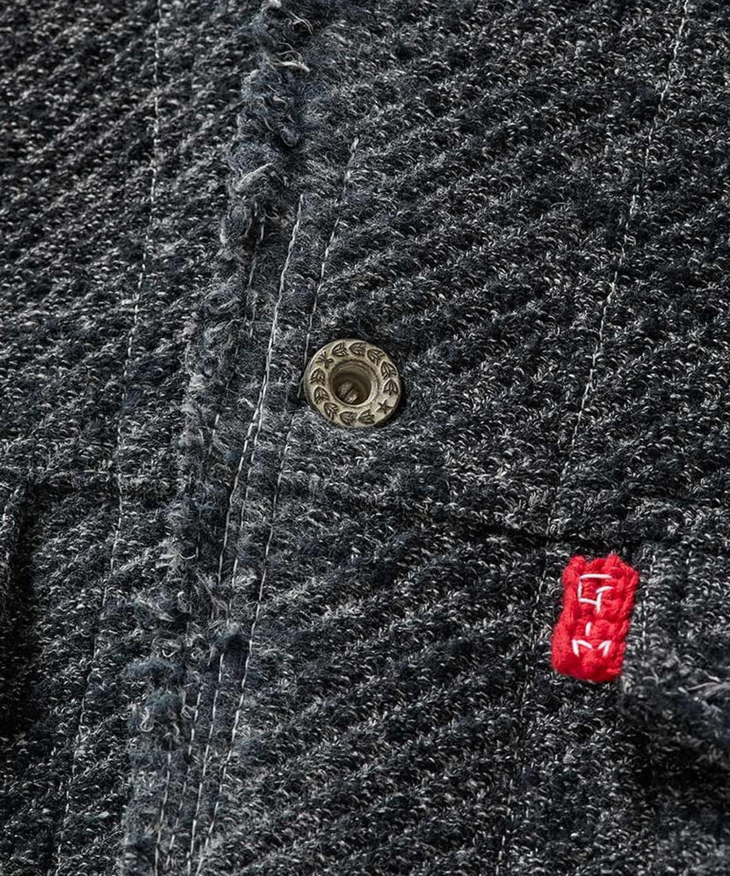 Hard Damaged Black Denim Knit Jacket gim context