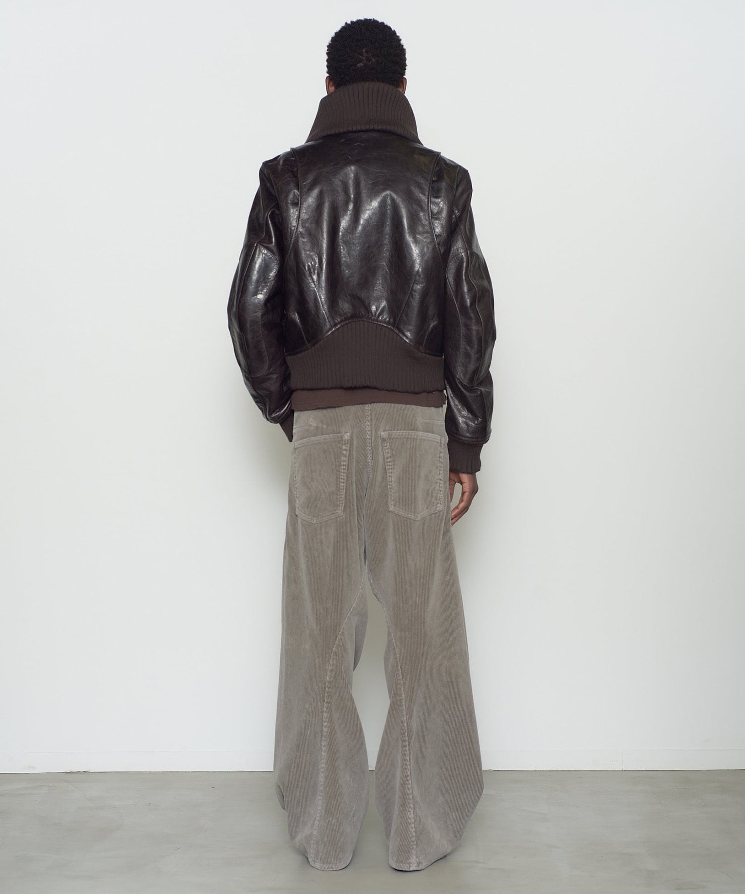 LEATHER PADDED HIGH NECK BOMBER JACKET NVRFRGT