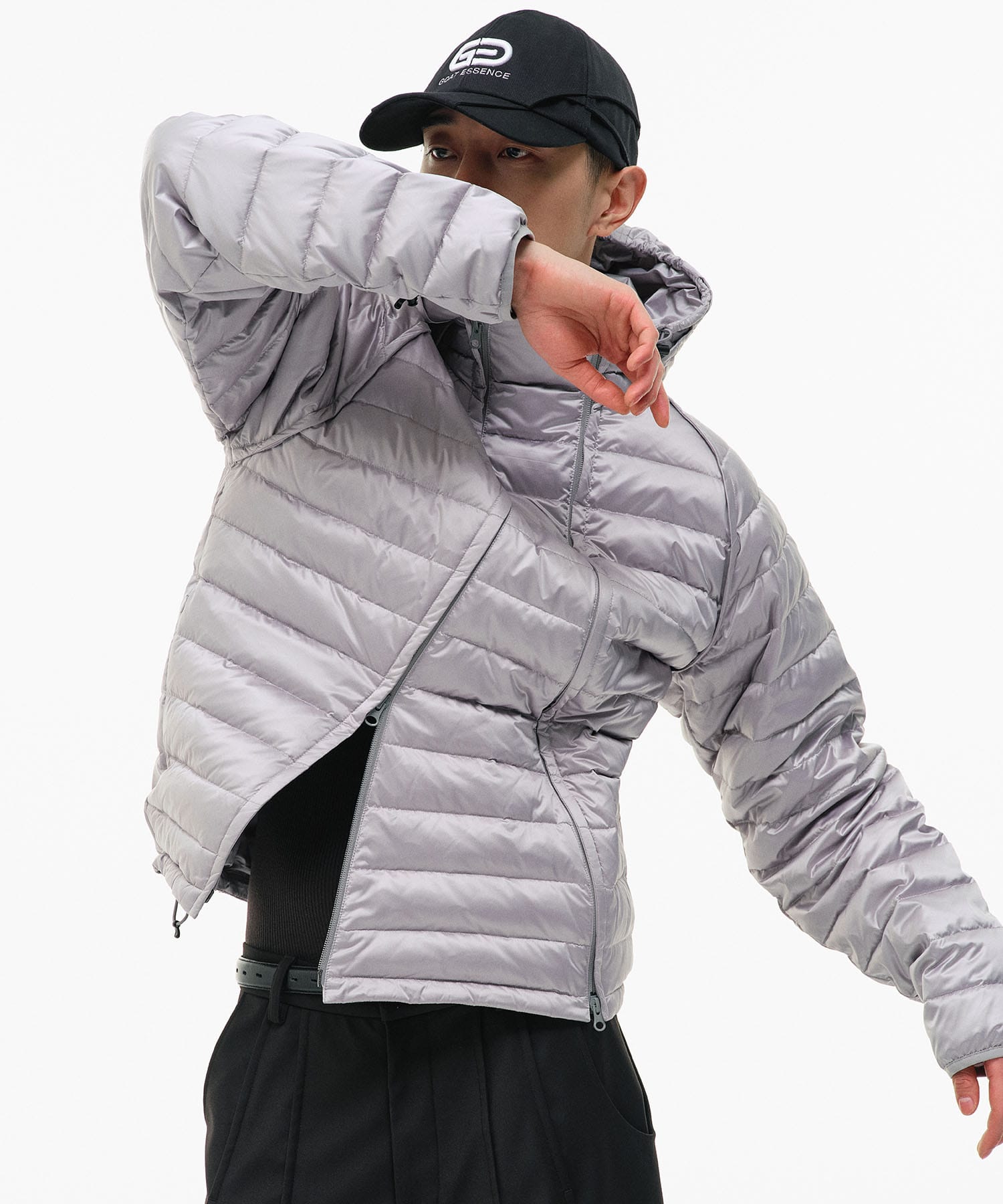 DOUBLE-ZIP HOODED DOWN JACKET GOAT ESSENCE