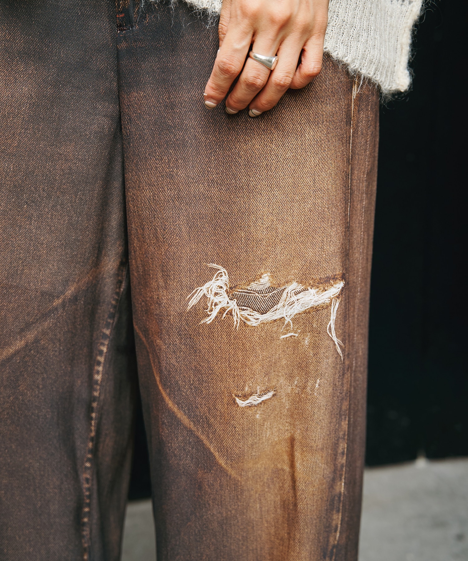 別注DENIM PRINT SHEER PANTS THINGS THAT MATTER