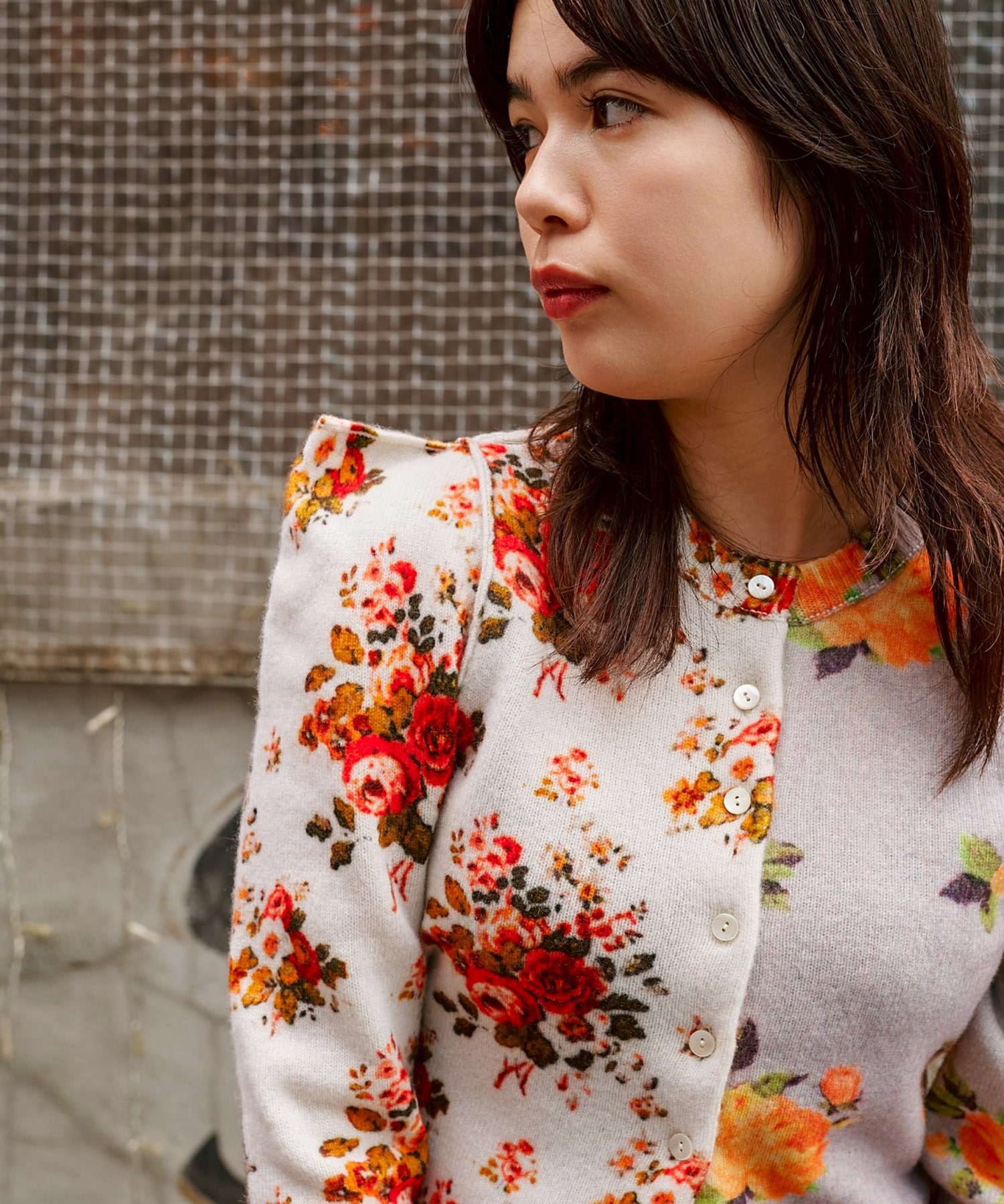 dual-tone bloom cardigan OPEN SESAME CLUB