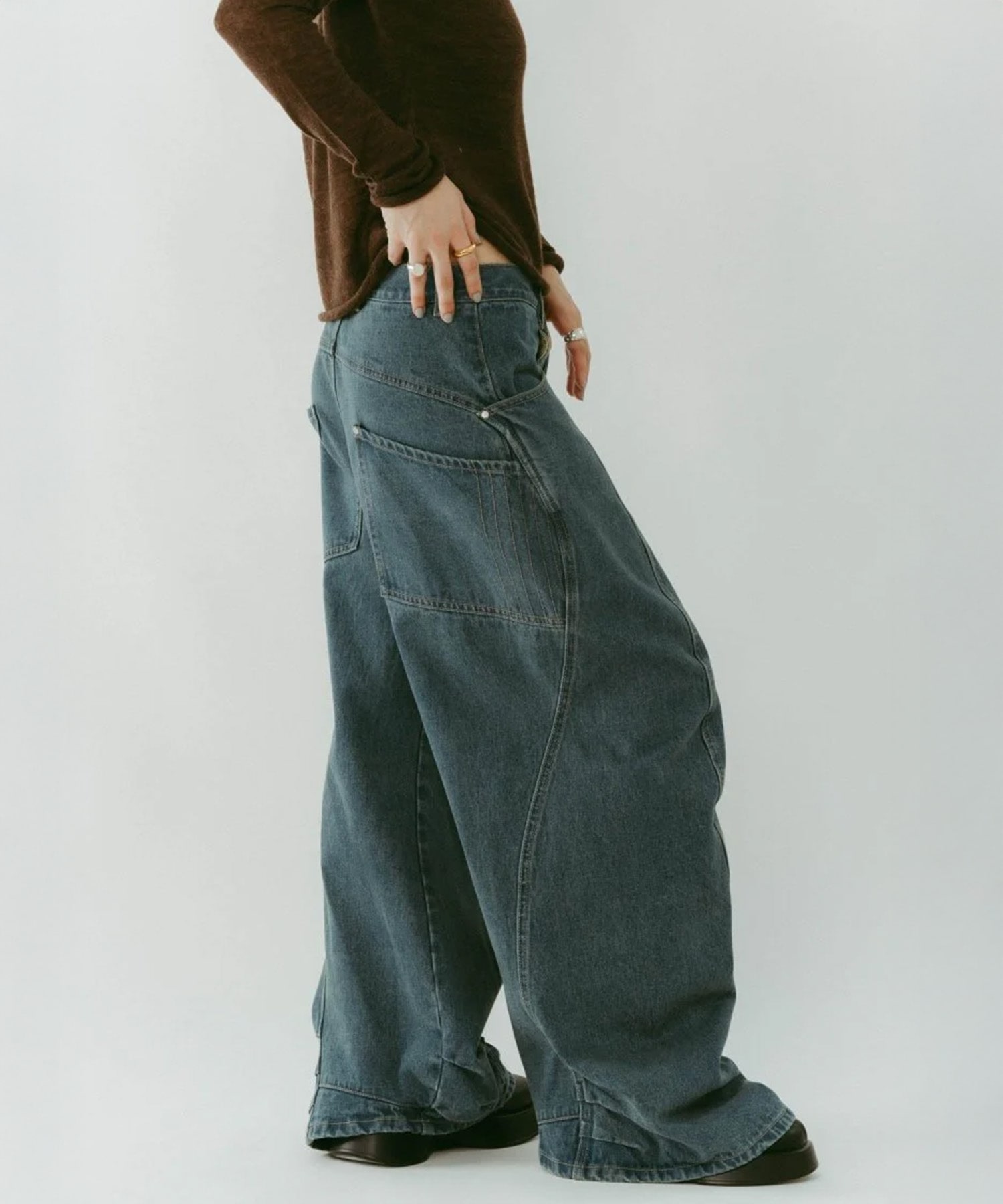 tuck design denim pants Knuth Marf