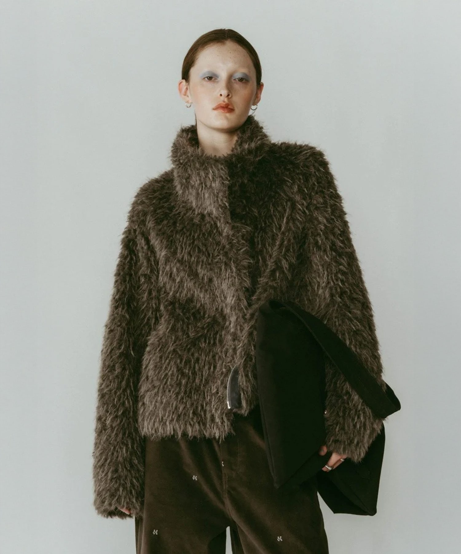 shaggy stand collar coat Knuth Marf