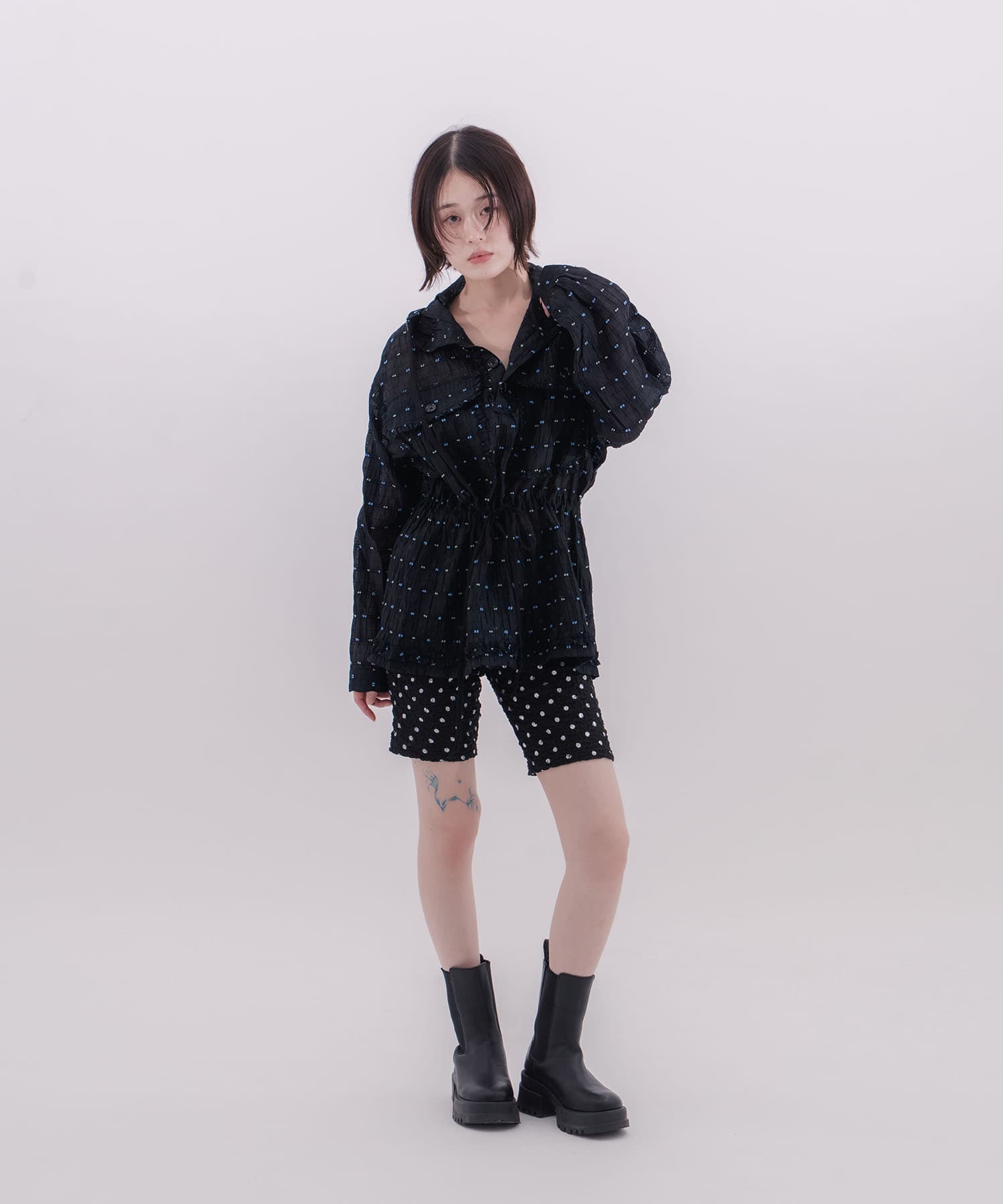 Original jacquard anorak hoodie naokitomizuka