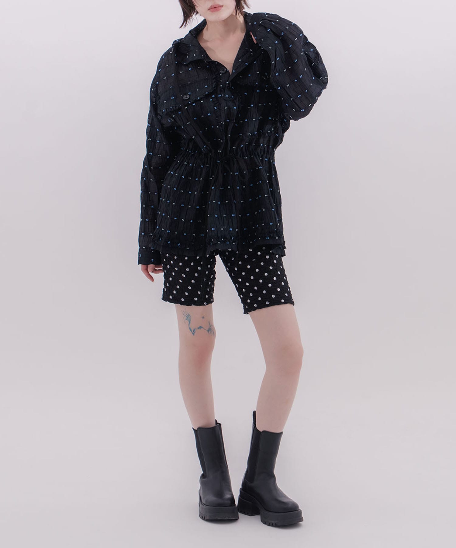 Original jacquard anorak hoodie naokitomizuka